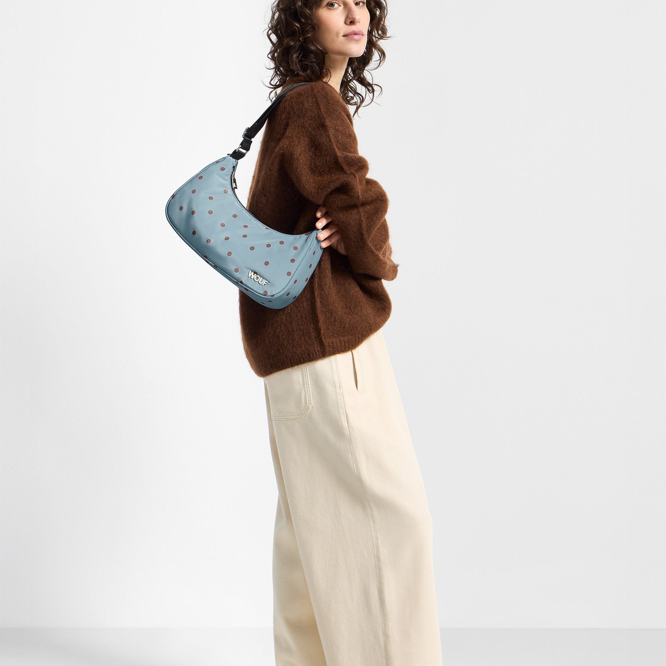 Umhängetasche Polka – Hellblau · Punktemuster · 33 cm | Wouf