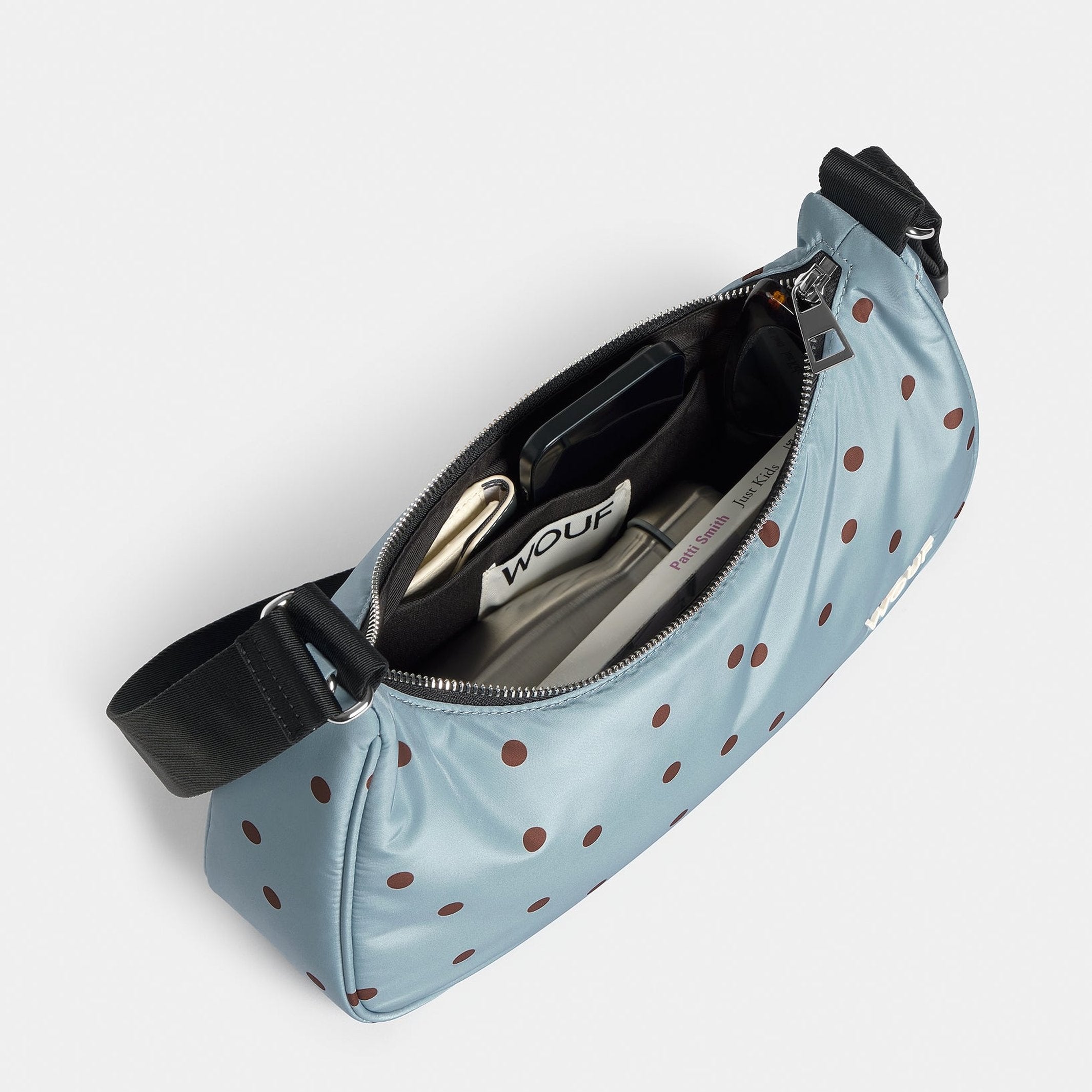 Umhängetasche Polka – Hellblau · Punktemuster · 33 cm | Wouf