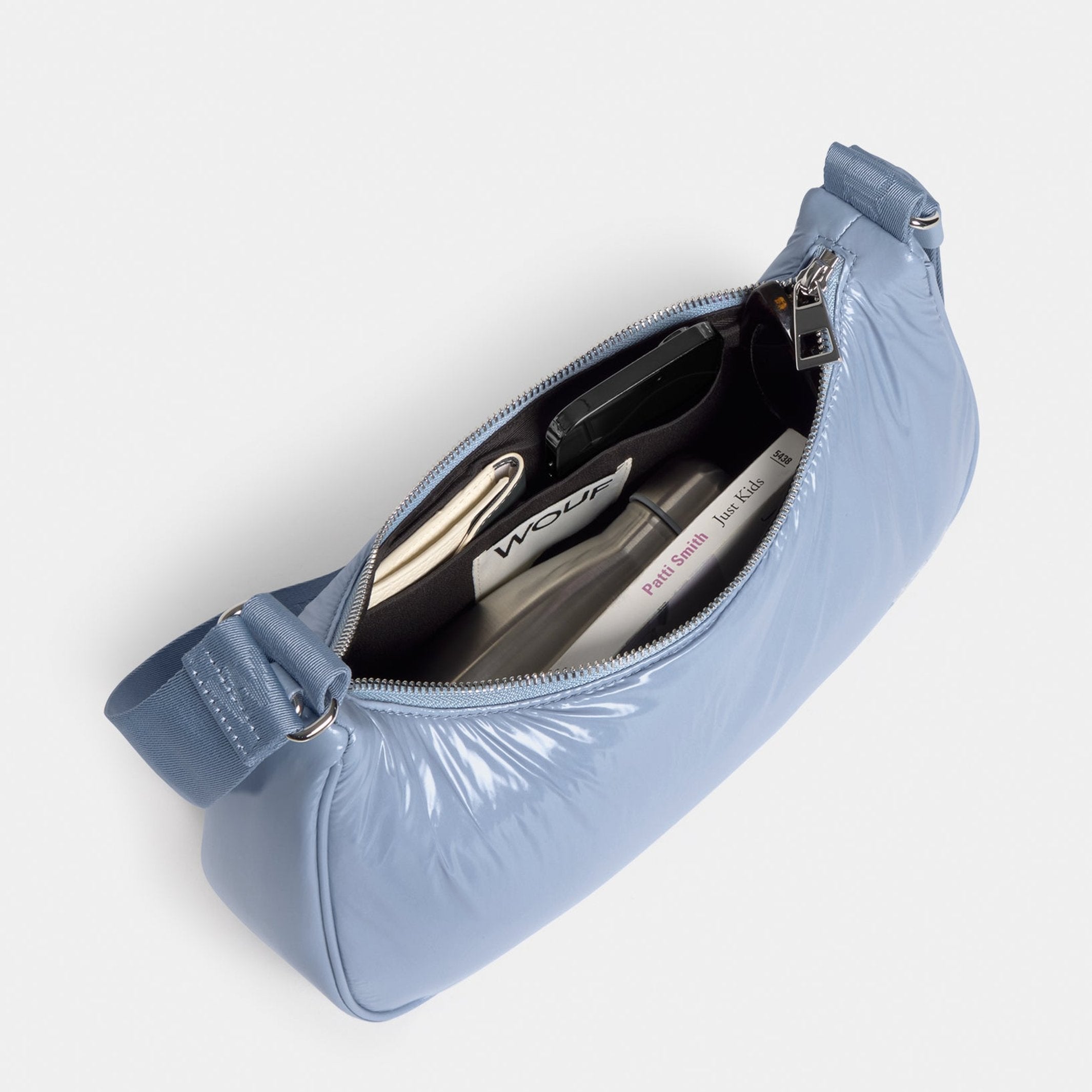 Crossbody Bag Steel – Blue · Glossy · Recycled Nylon · 33 cm | Wouf