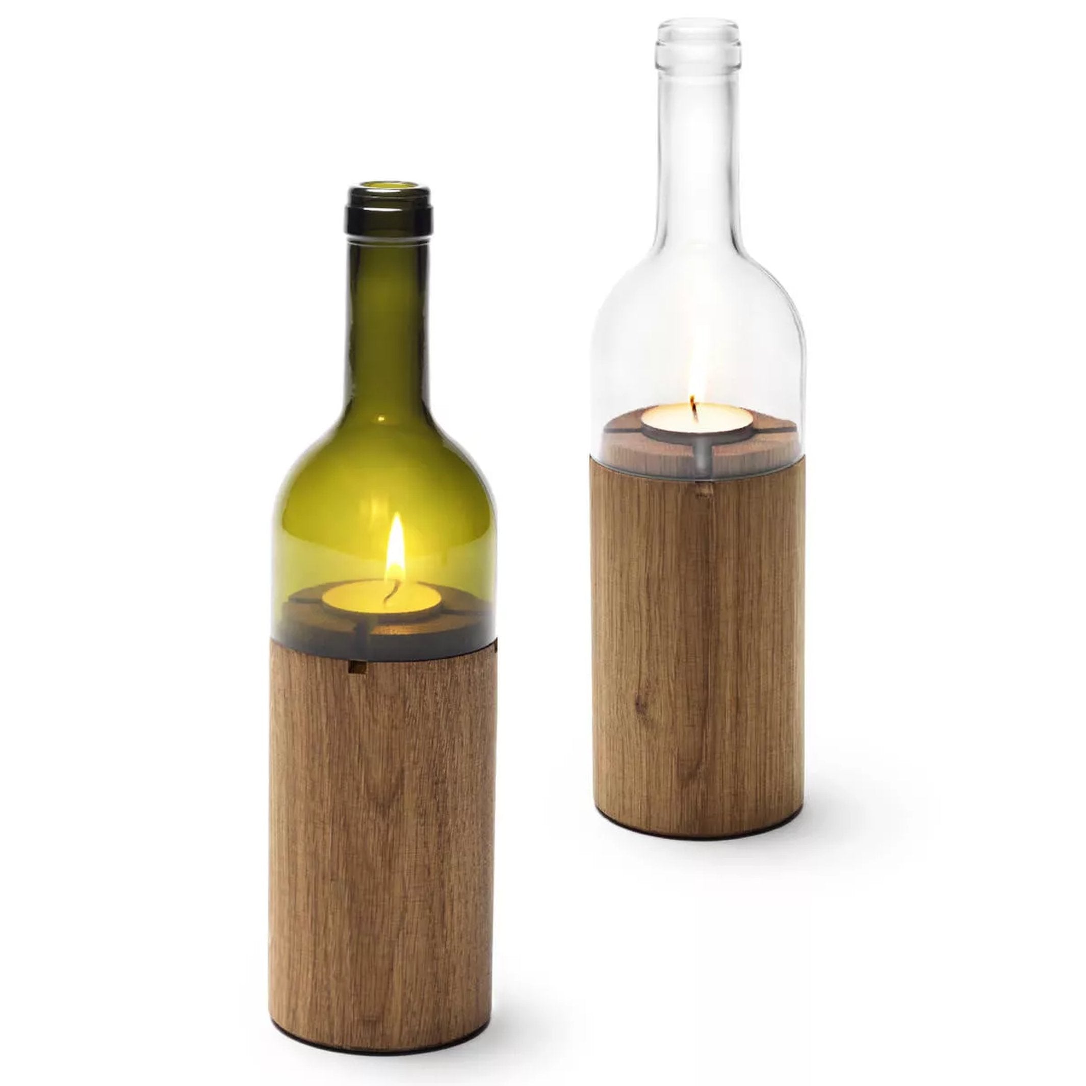 Windlicht WeinLicht – Eiche & Grünglas · 28 cm | side by side