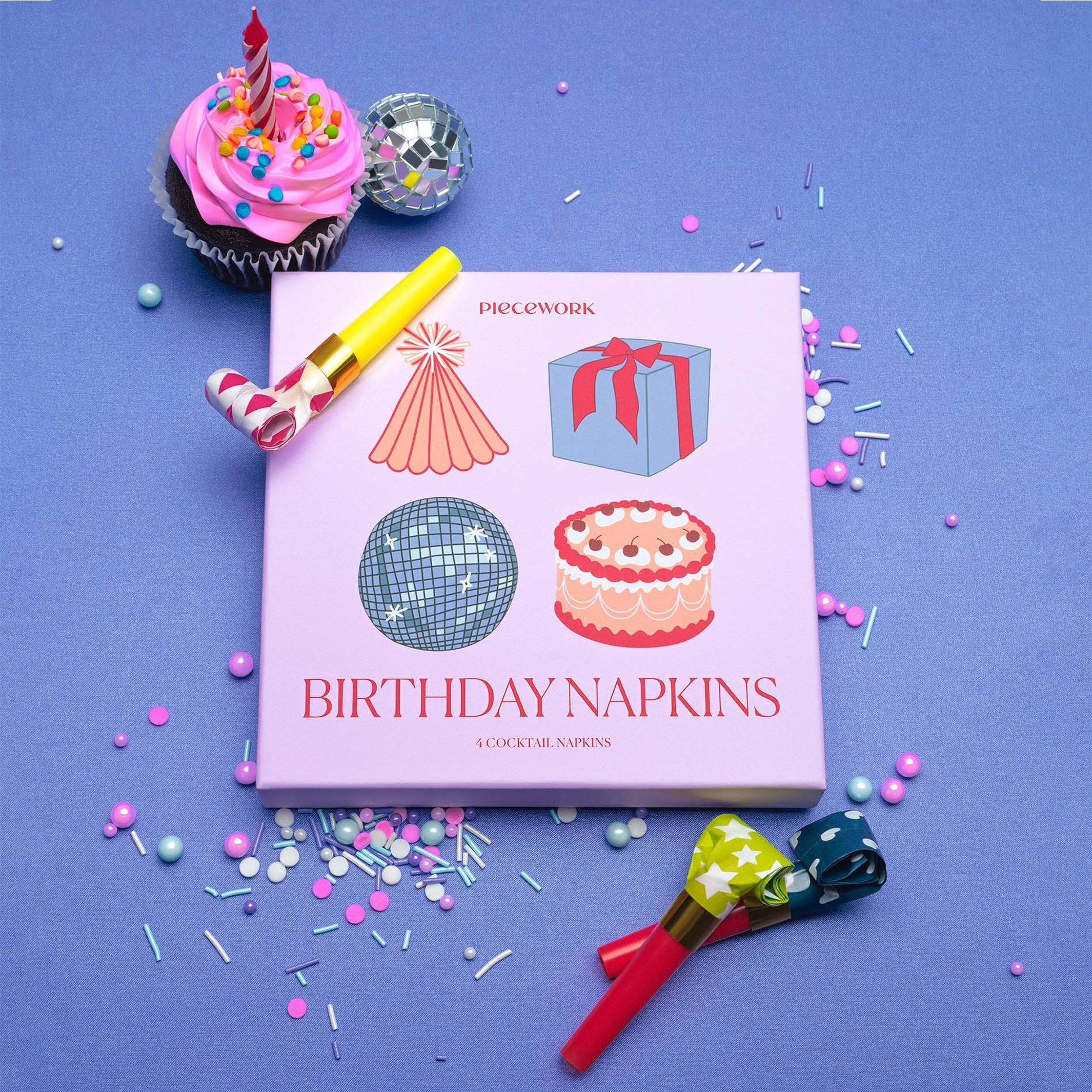 Cocktailservietten Birthday – Leinen · 4er-Set | Piecework