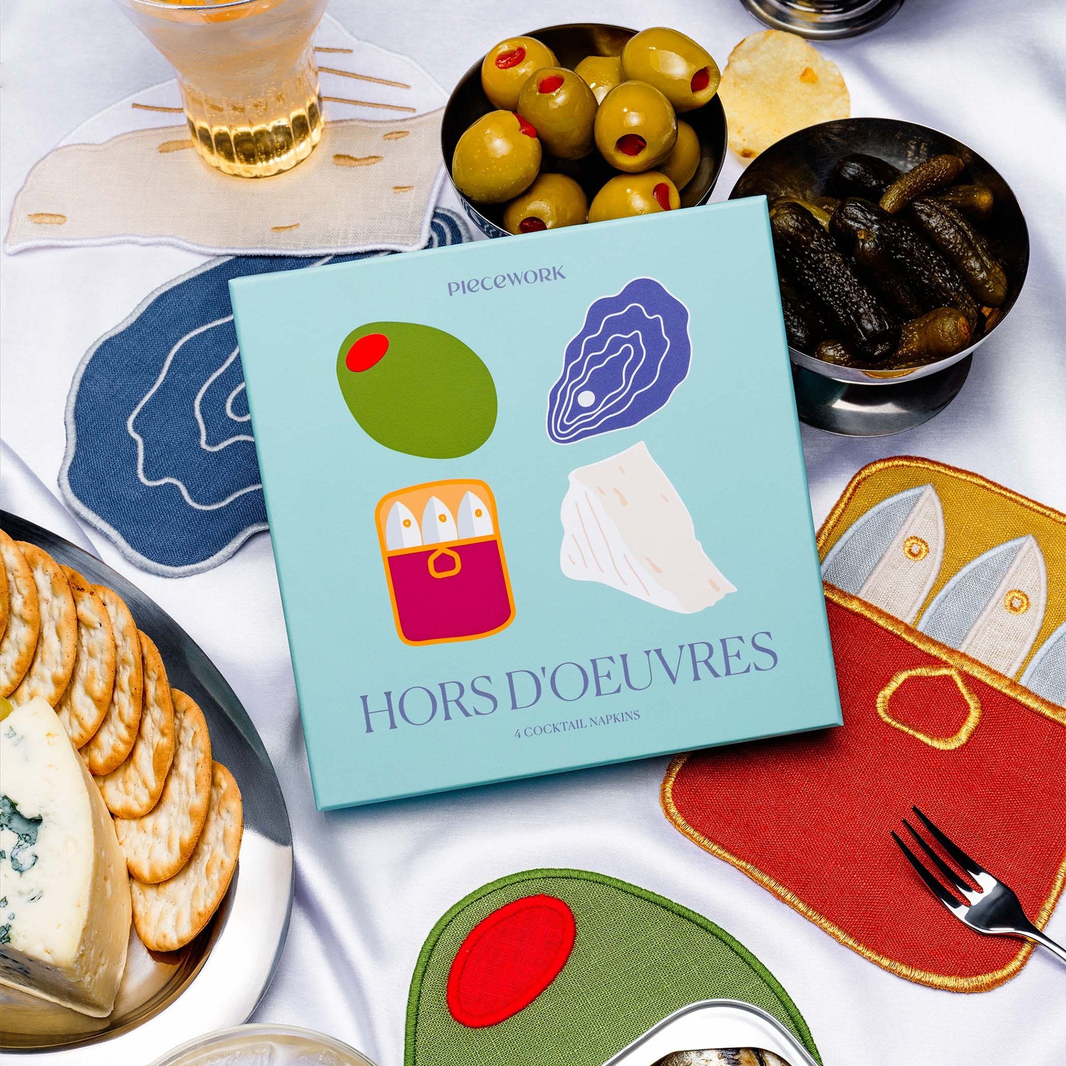Cocktailservietten "Hors d'Oeuvres" – Leinen · 4er-Set | Piecework