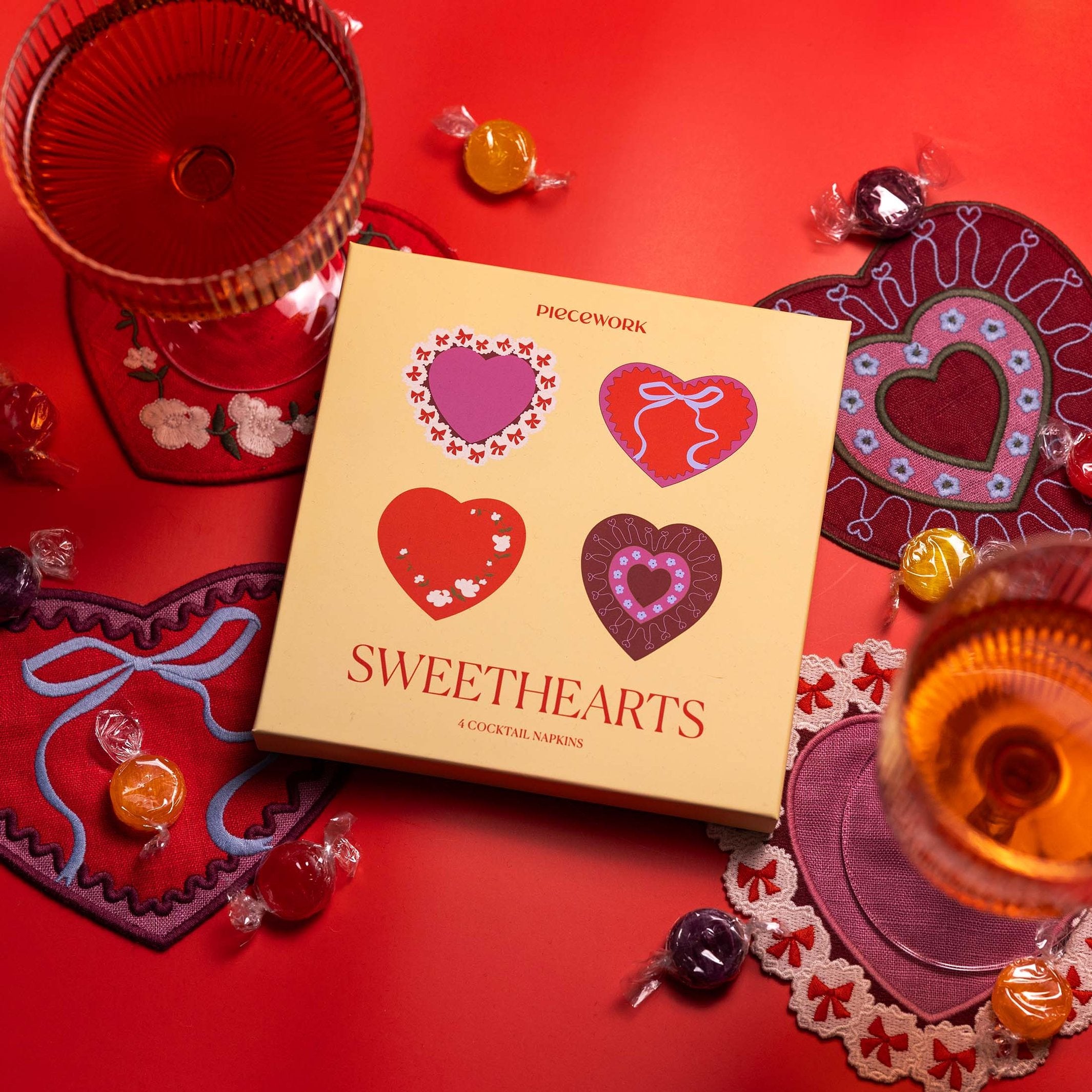 Cocktailservietten Sweetheart – Leinen · 4er-Set | Piecework