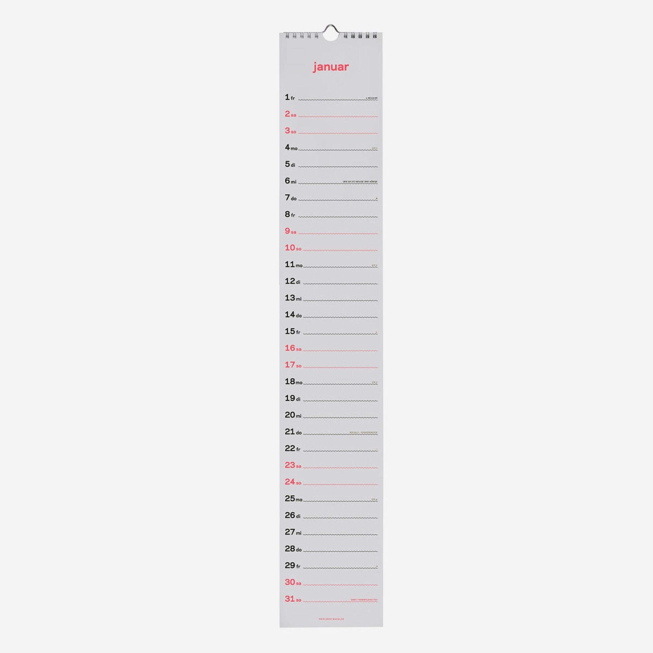 Streifenkalender 2027 – Siebdruck · 12×69 cm | rikiki