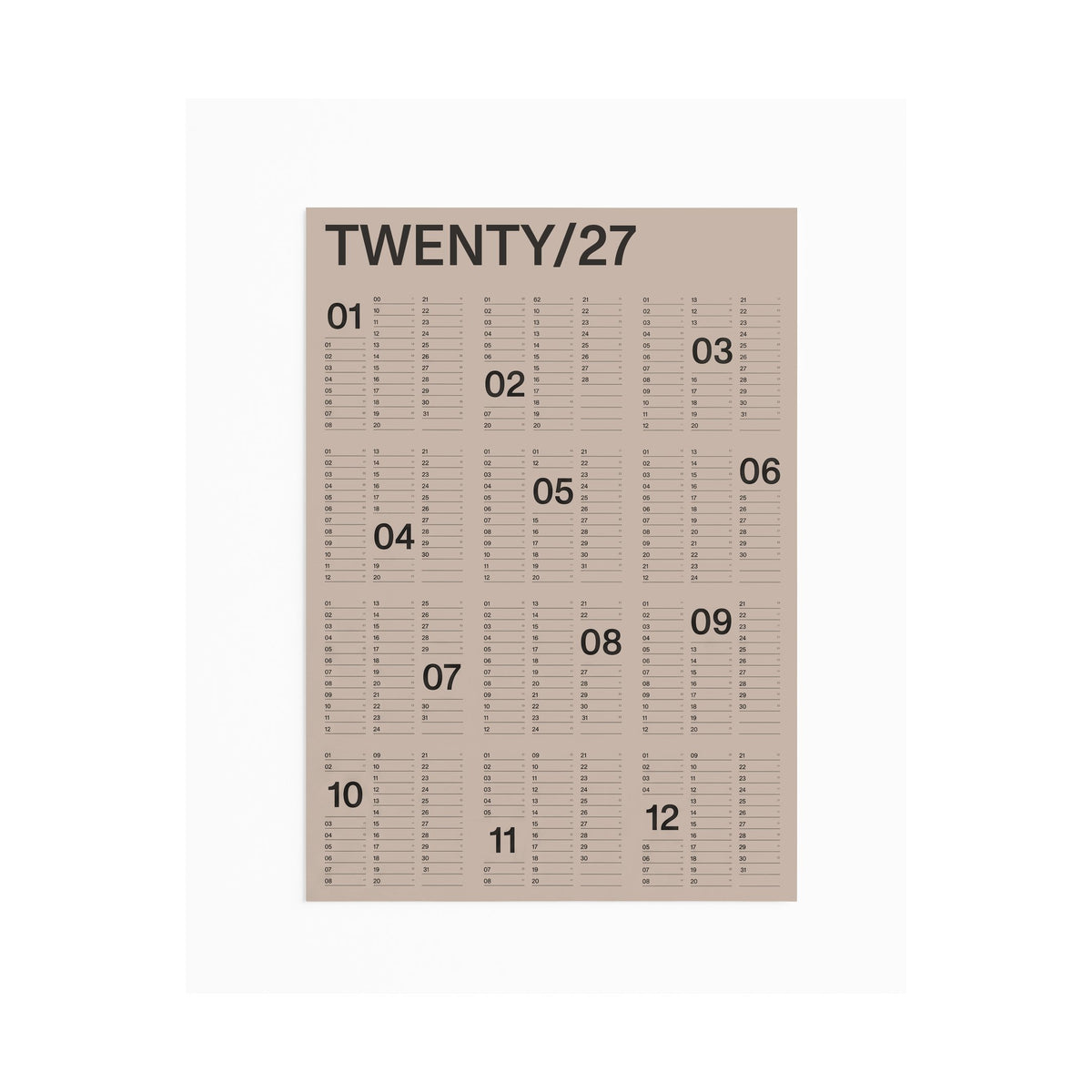 Yearly Wall Calendar 2027 – Stone Paper · A1 · 60×85 cm | Karst