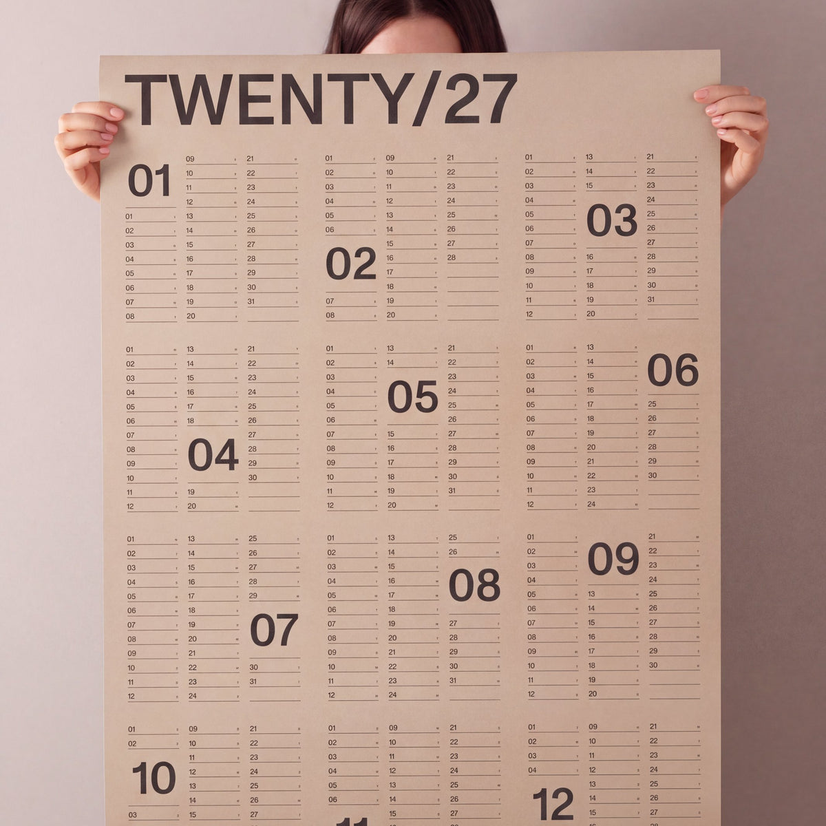 Yearly Wall Calendar 2027 – Stone Paper · A1 · 60×85 cm | Karst