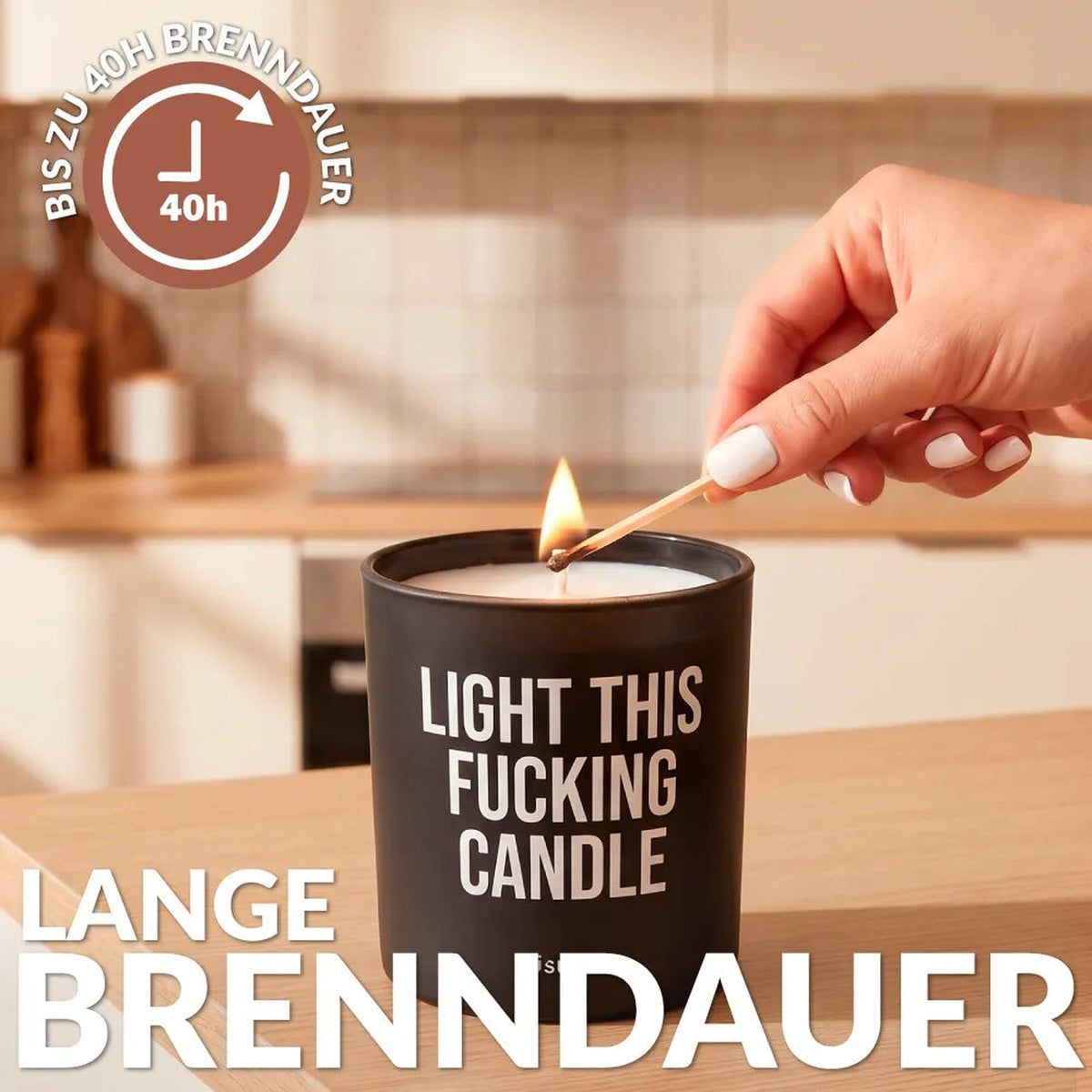 Duftkerze "Light This Fucking Candle" – Sojawachs · Leinen | Fisura