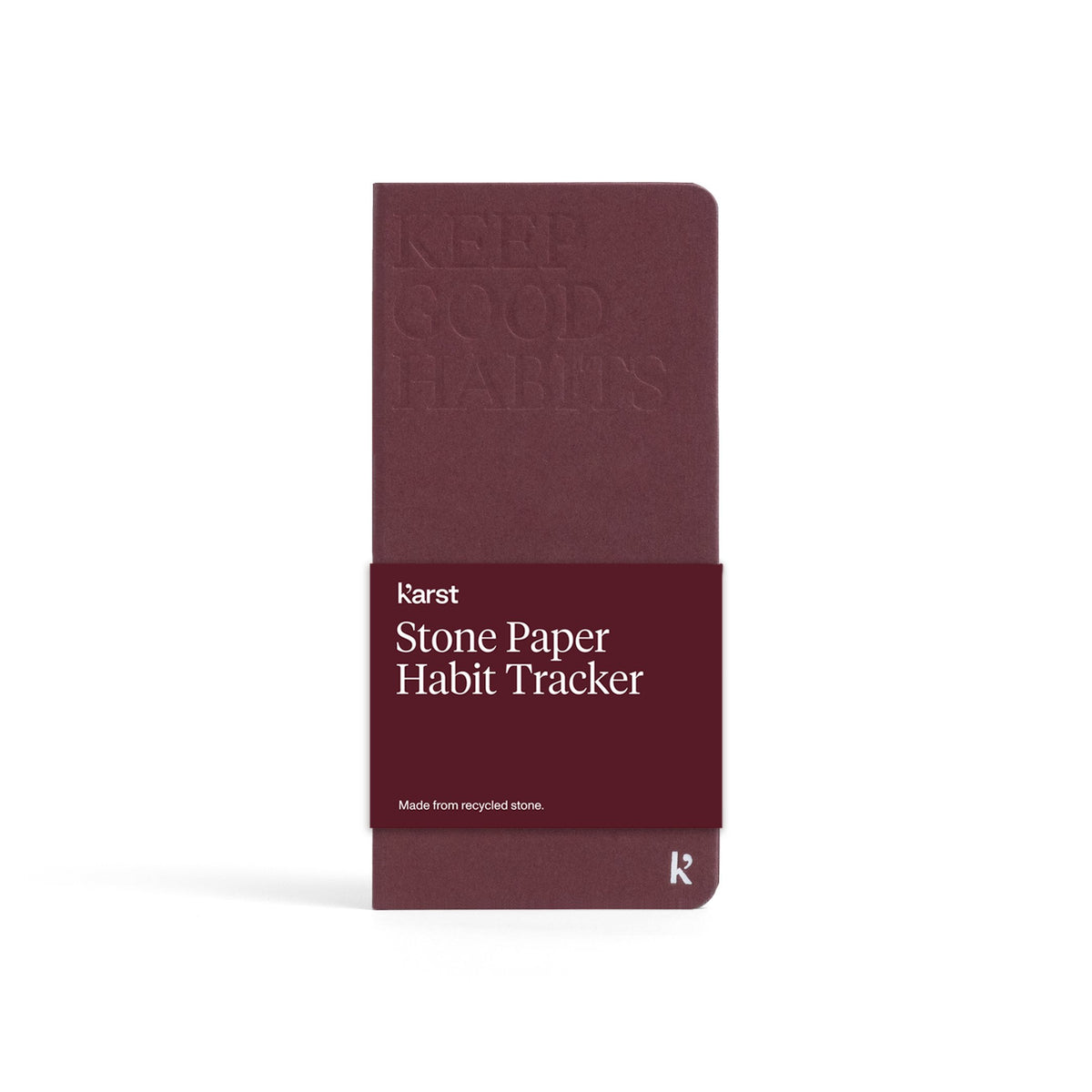 Habit Tracker Pro – Papier de pierre · Bordeaux · 18,5 × 9 cm | Karst