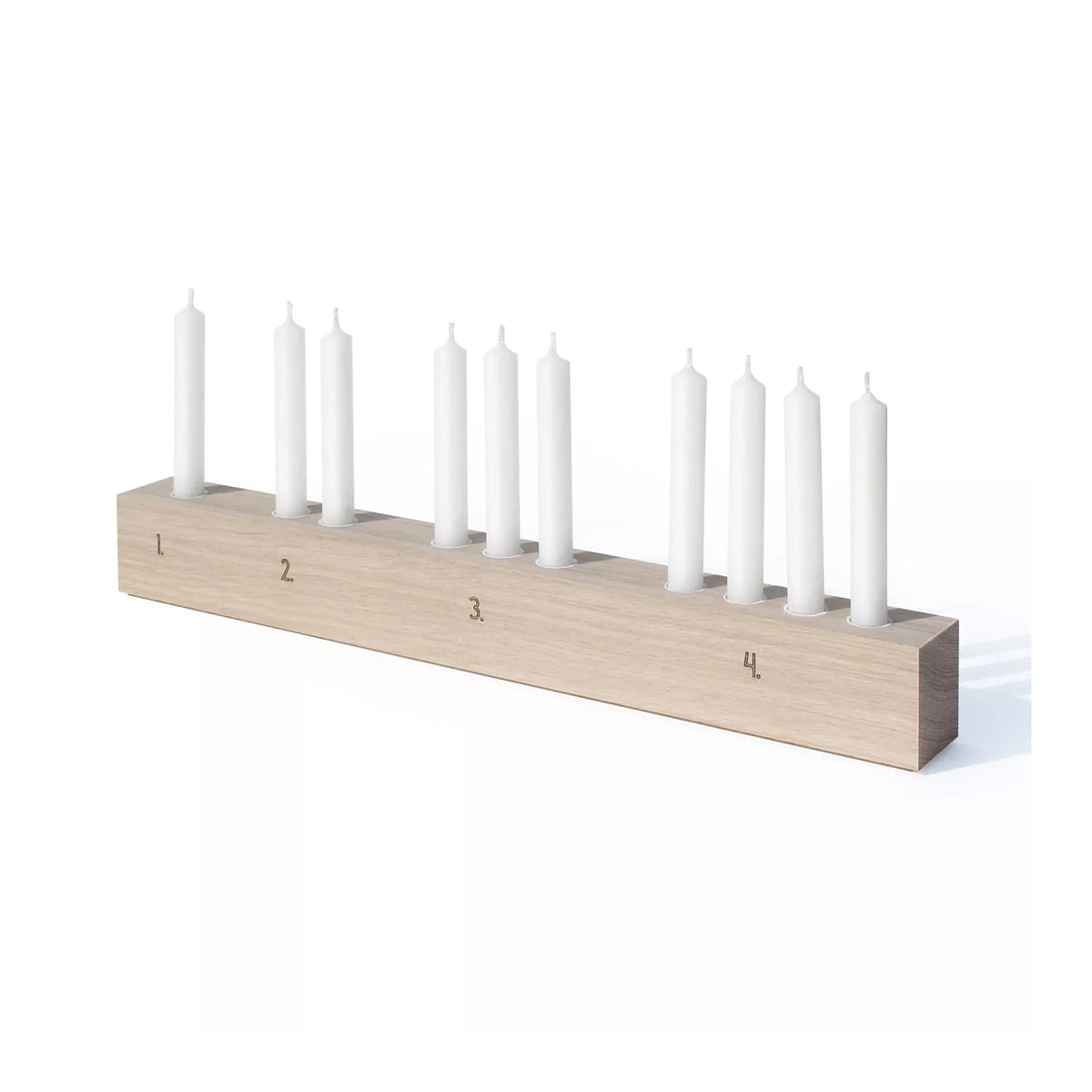 Adventsleuchter Countdown – Eiche · 10 Kerzen · 36 cm | side by side