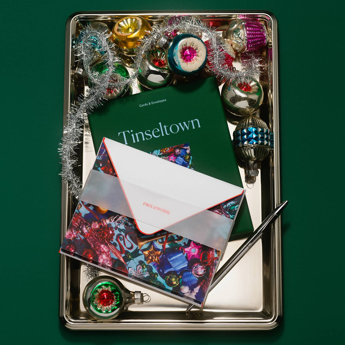 Weihnachtskarten-Set "Tinseltown" – 8 Karten mit Umschlag | Piecework