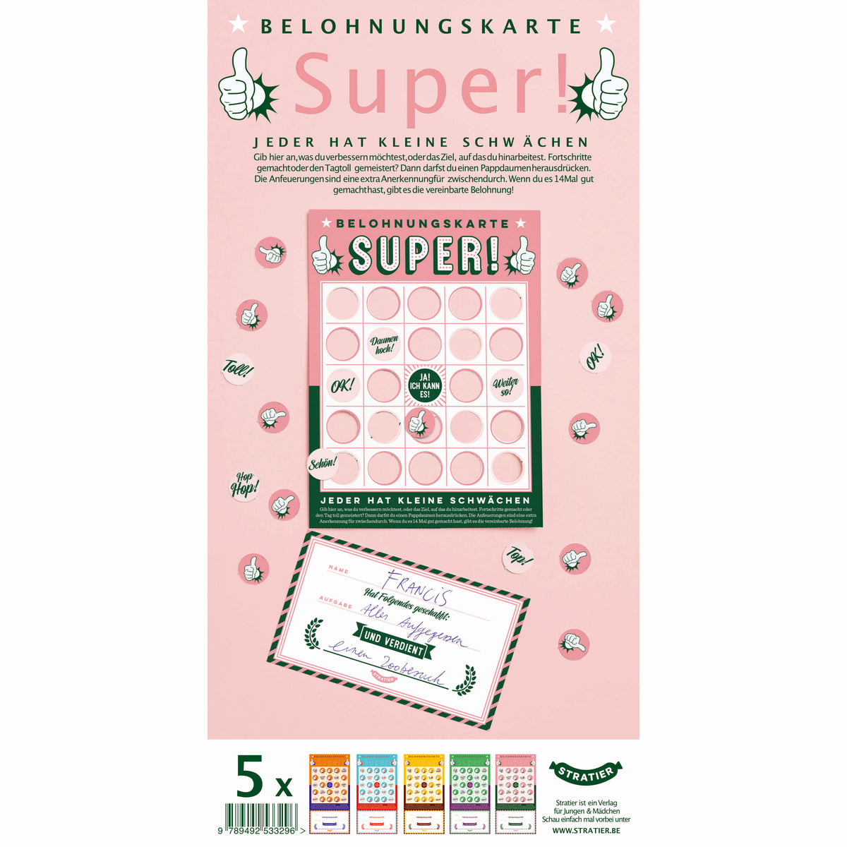 SUPER! | REWARD CARDS for children | 29x15 cm | Stratier