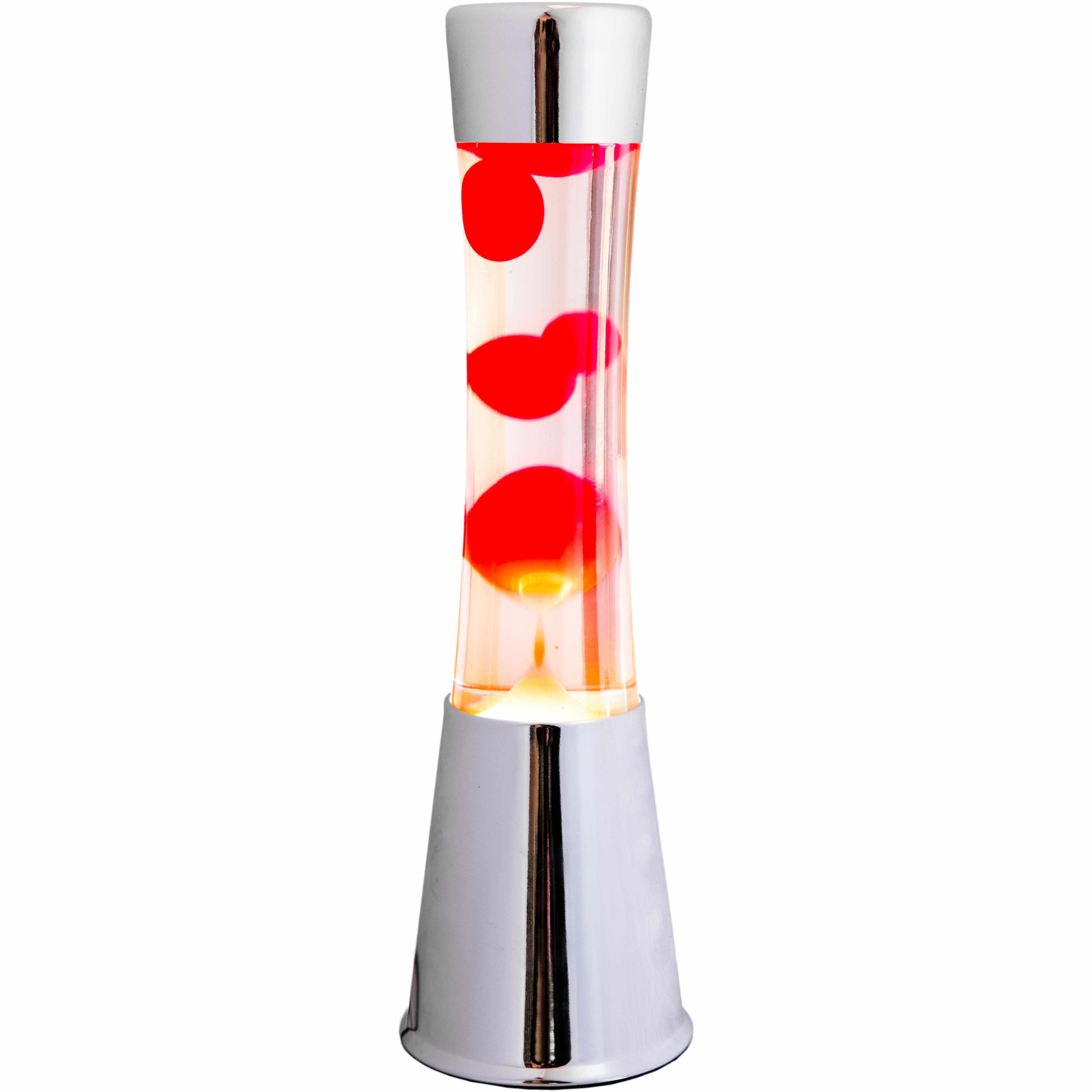 Lava Lamp Tower – Chrome · Red Lava · Retro · 39.5 cm | Fisura · Table Lamp