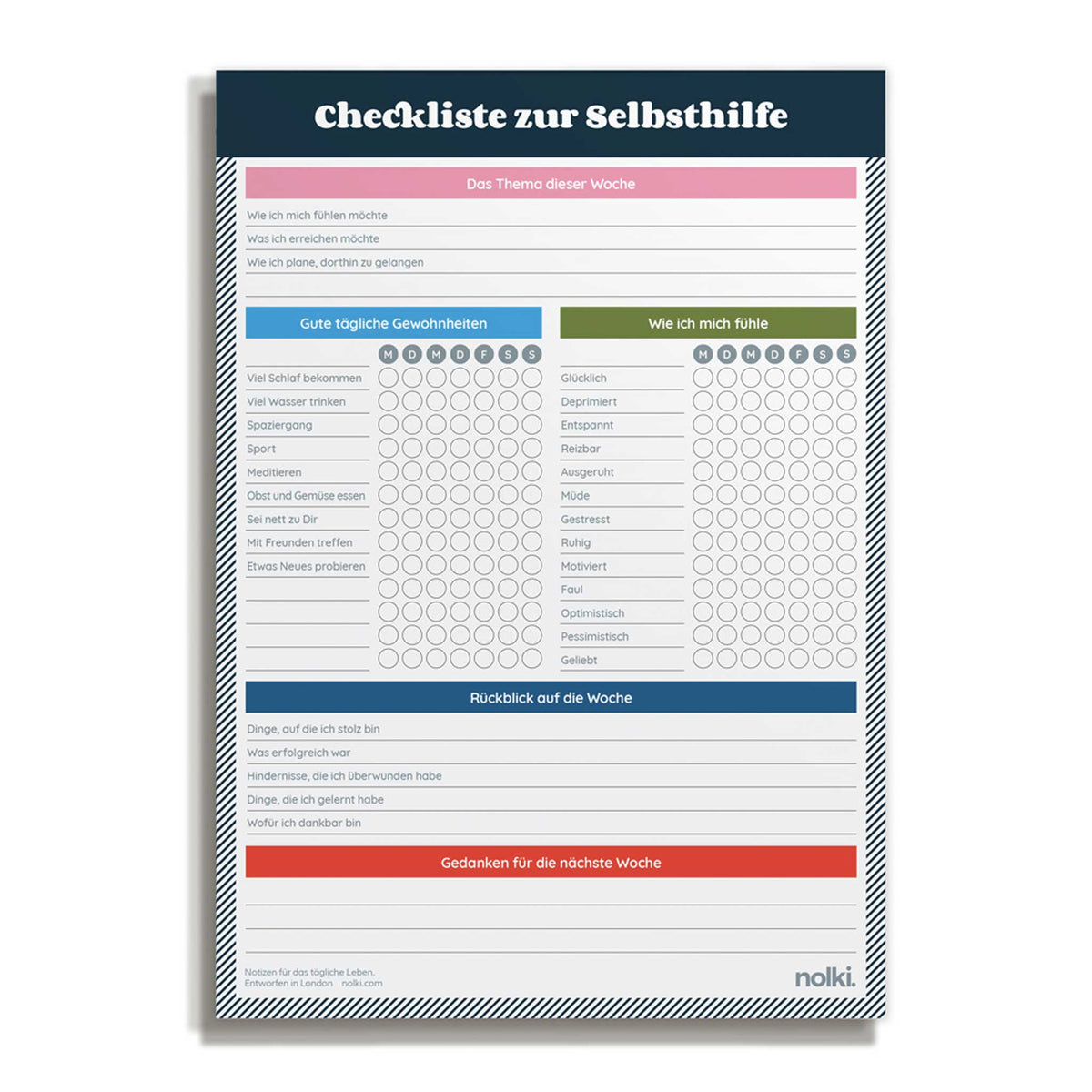 SELF CARE CHECKLIST | SELBSTHILFE CHECKLISTE | A5 & 100 Seiten | nolki