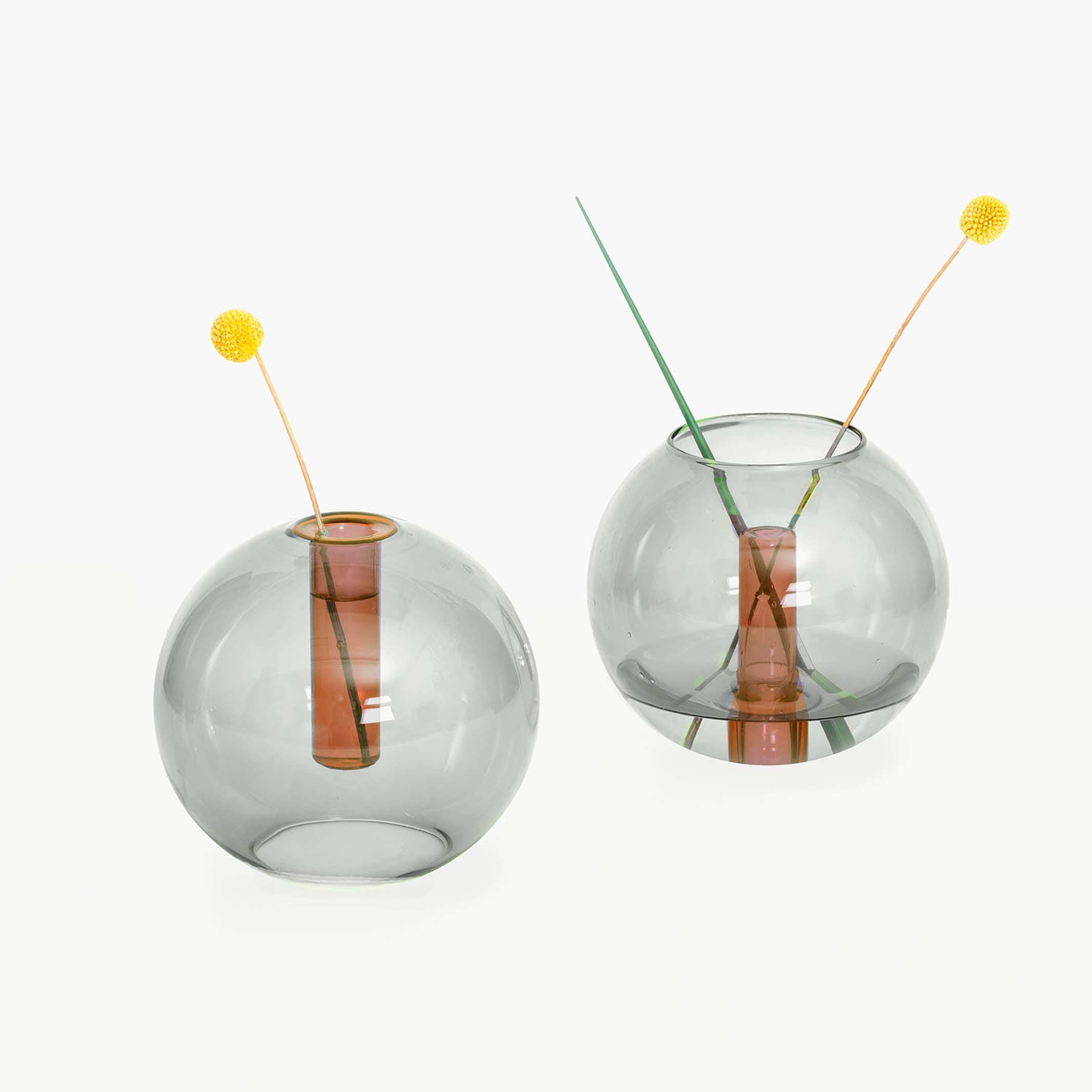 BUBBLE VASE - Glas-Vase - Grau & Orange | Block Design