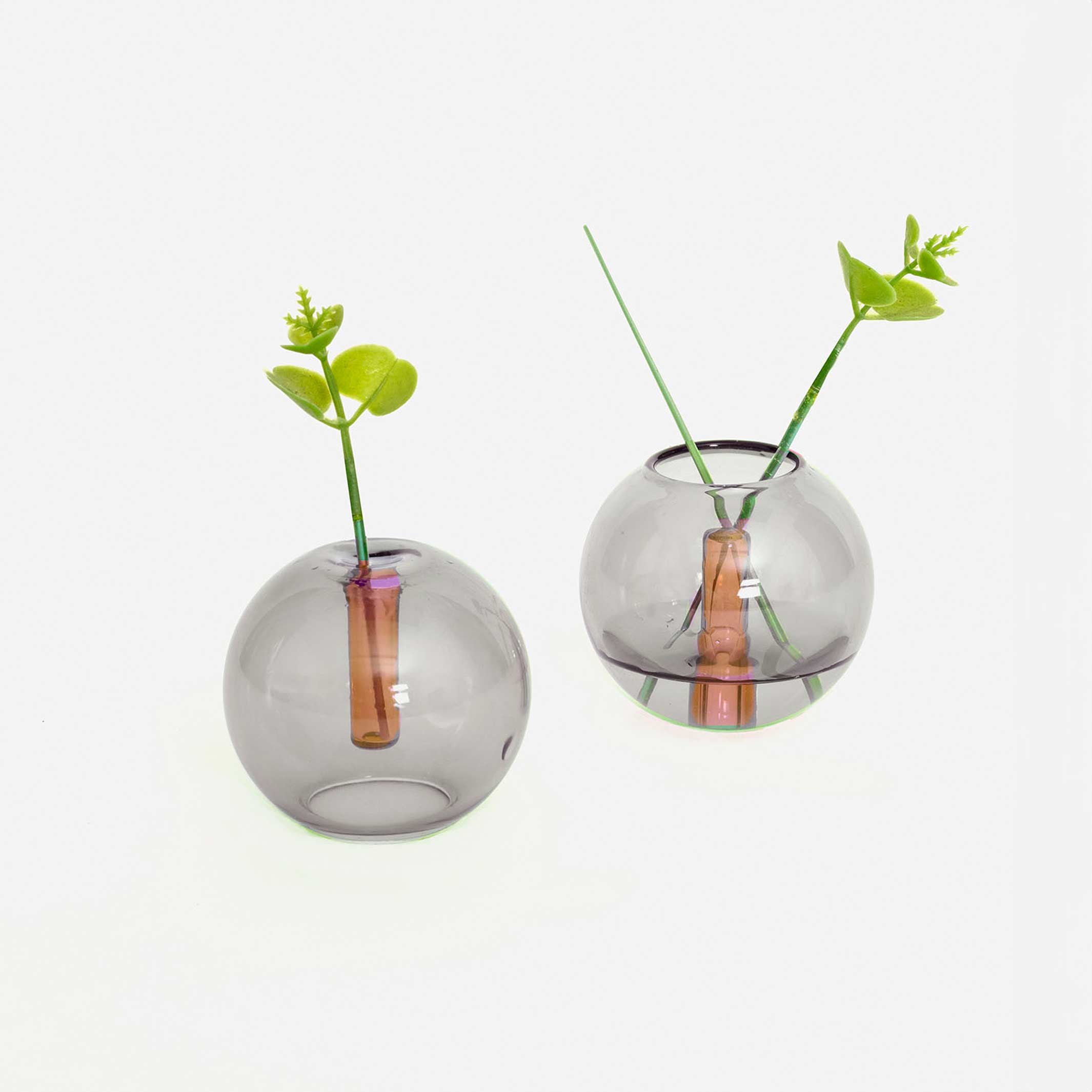 BUBBLE VASE - Glas-Vase - Grau & Orange | Block Design