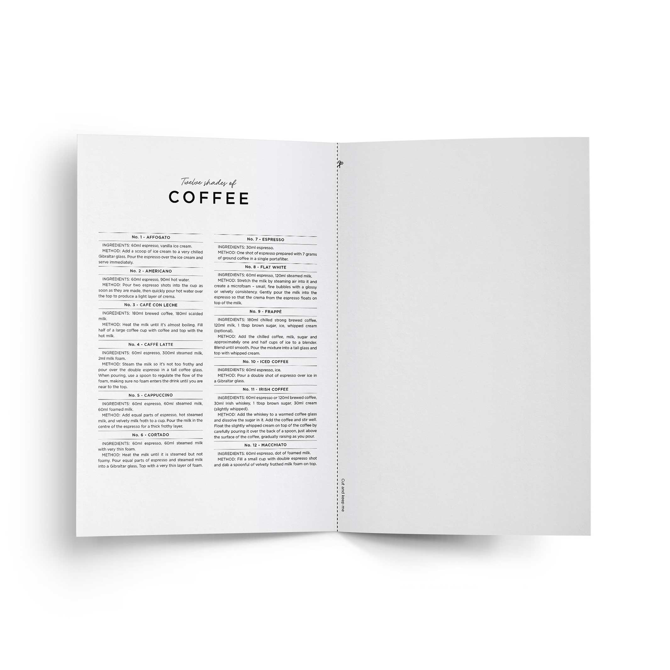 TWELVE SHADES of COFFEE – Grusskarte A5 | Everlong Print