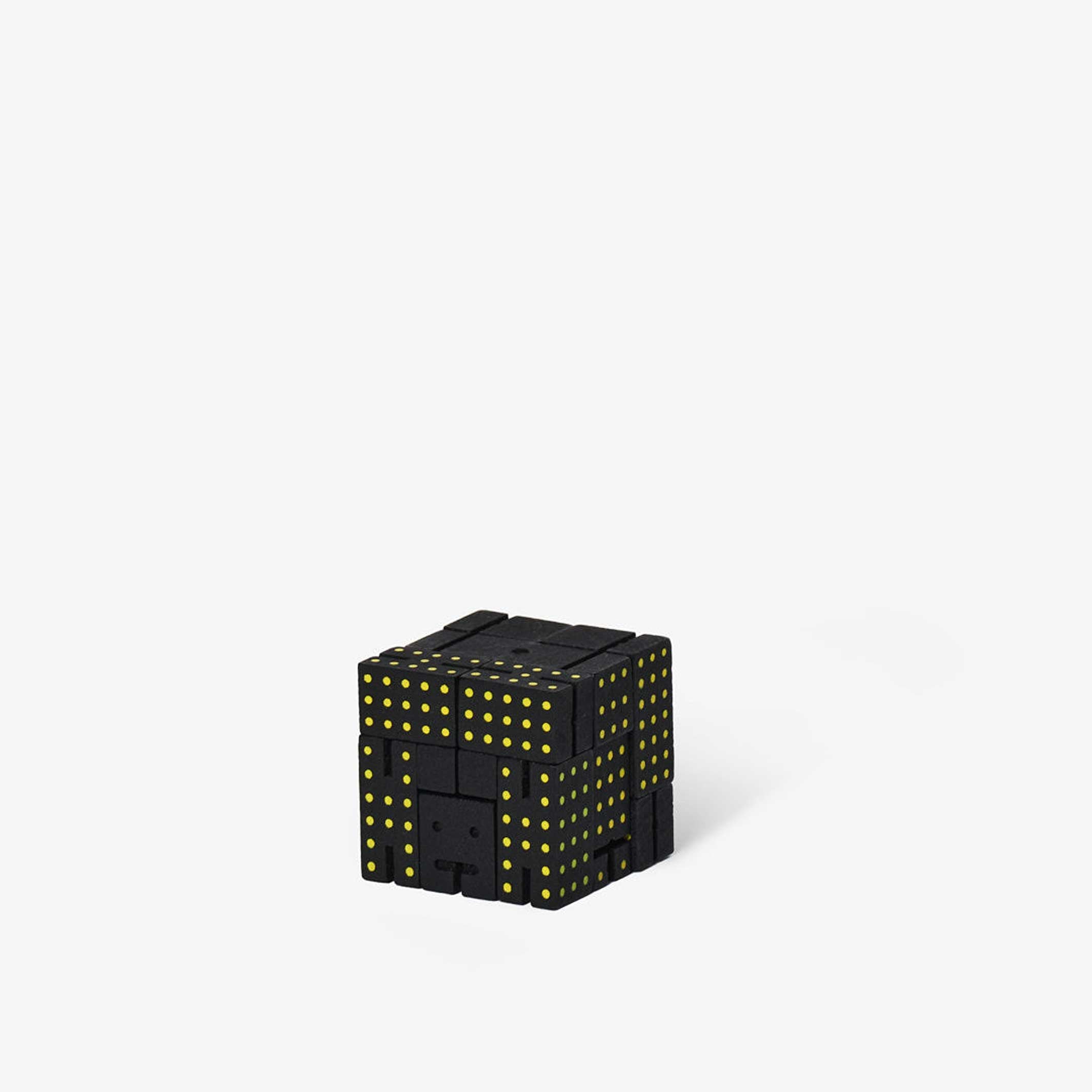 CUBEBOT® DOT Micro - Black & Yellow Dotted 3D Puzzle Robot | David Weeks | Areaware