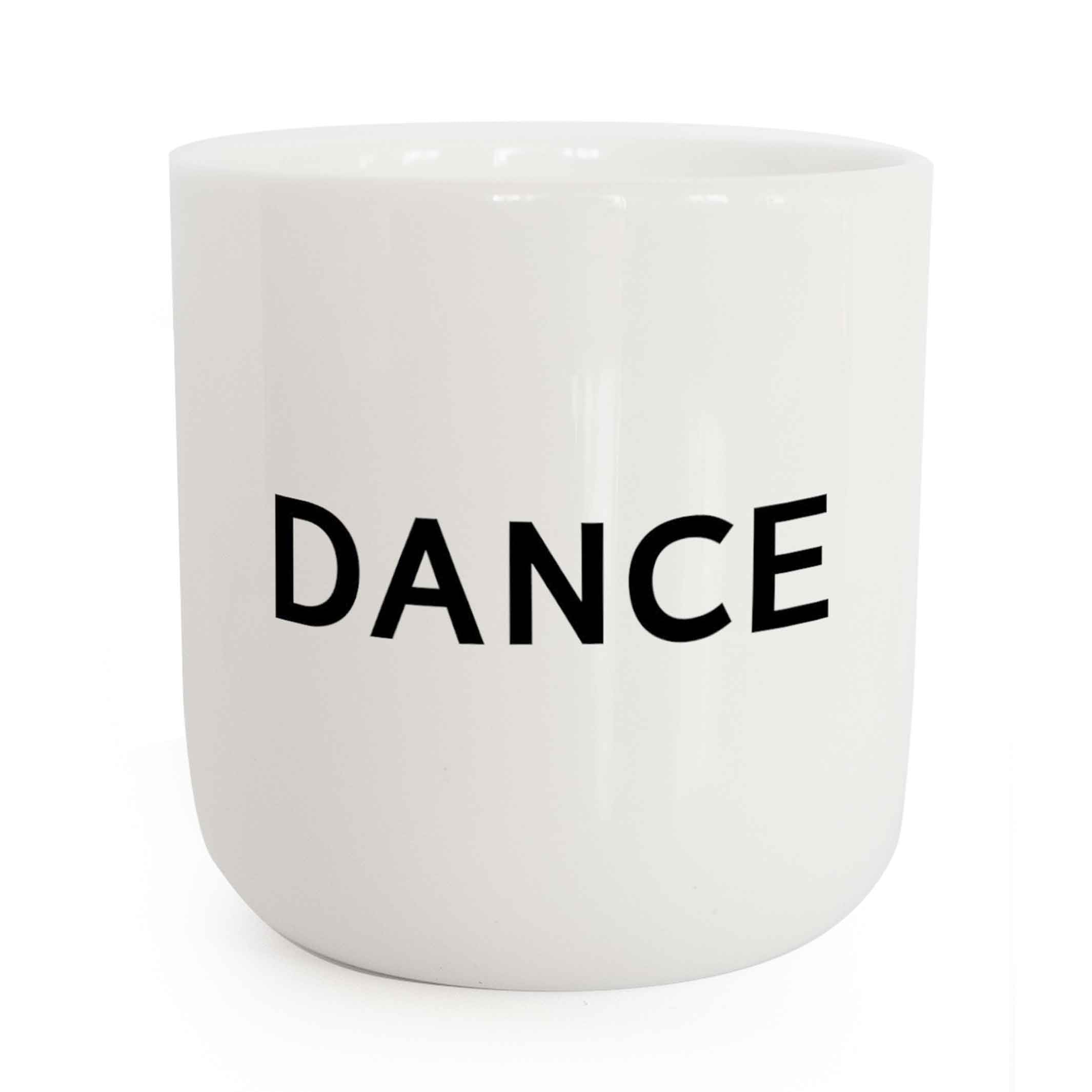 DANCE | weisser Kaffee- & Tee-BECHER mit schwarzer Typo | Beat Serie | PLTY