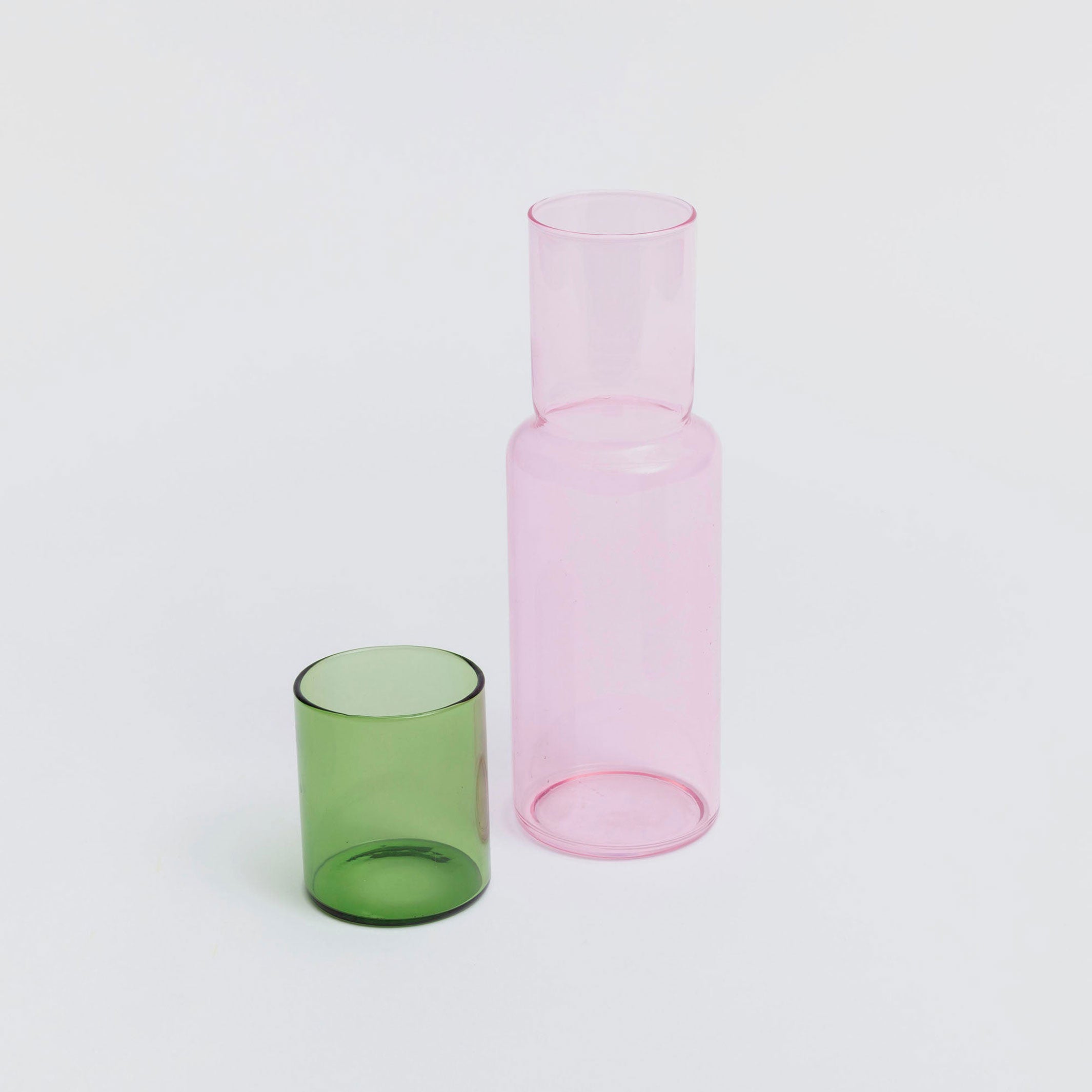 DUO TON | ensemble carafe en verre bicolore | Conception de blocs