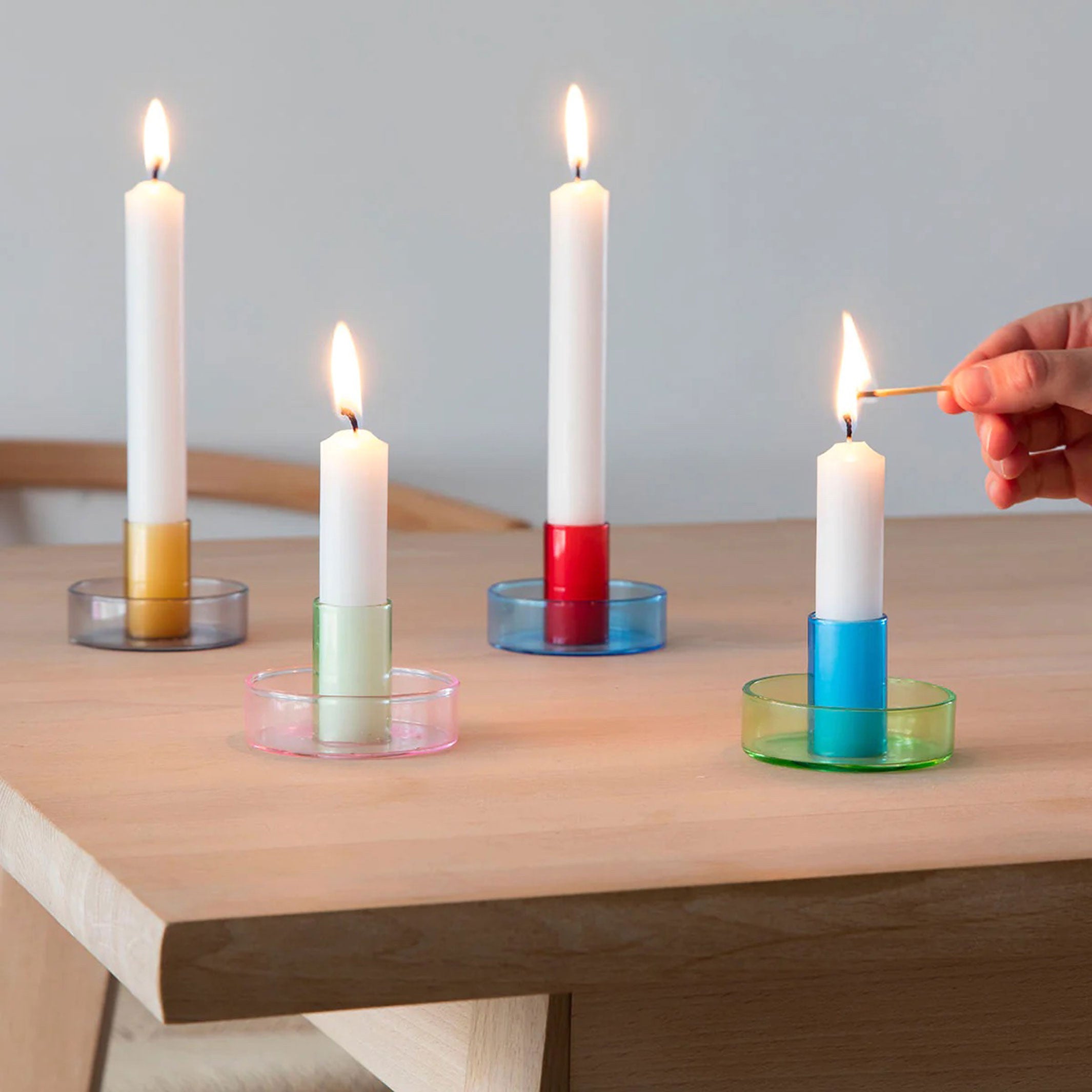 DUO TONE | dual color GLASS CANDLE HOLDER | Block Design