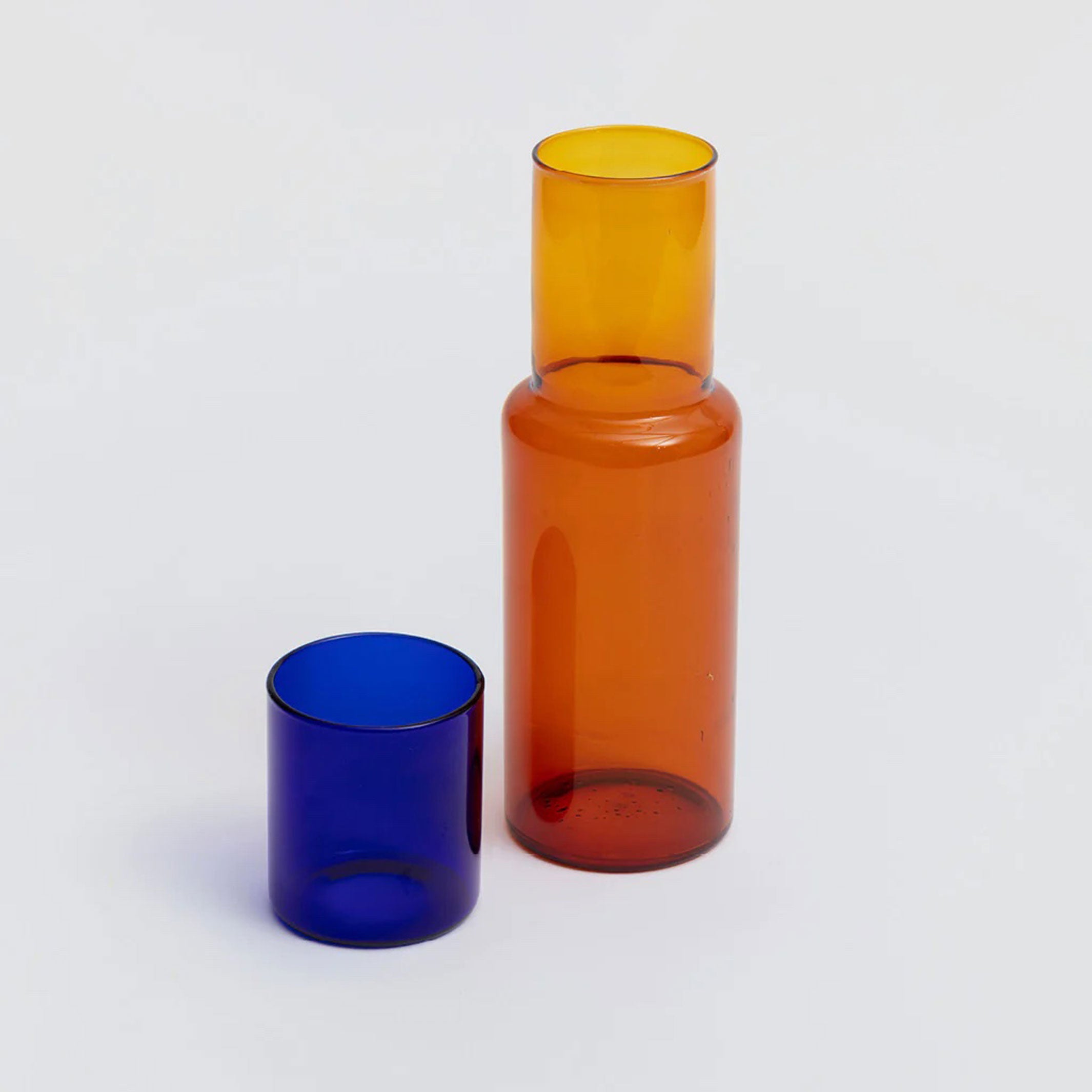 DUO TON | ensemble carafe en verre bicolore | Conception de blocs