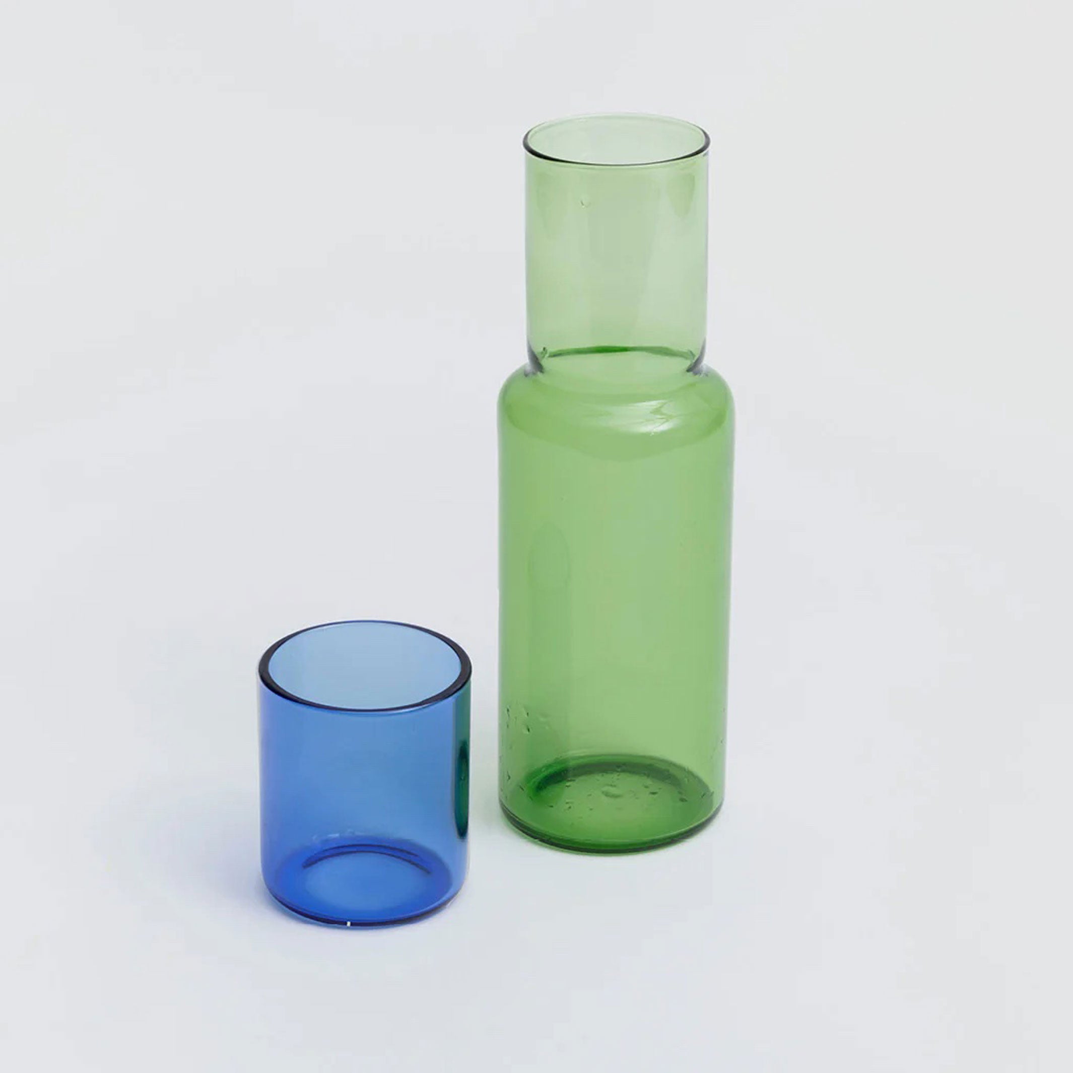 DUO TON | ensemble carafe en verre bicolore | Conception de blocs