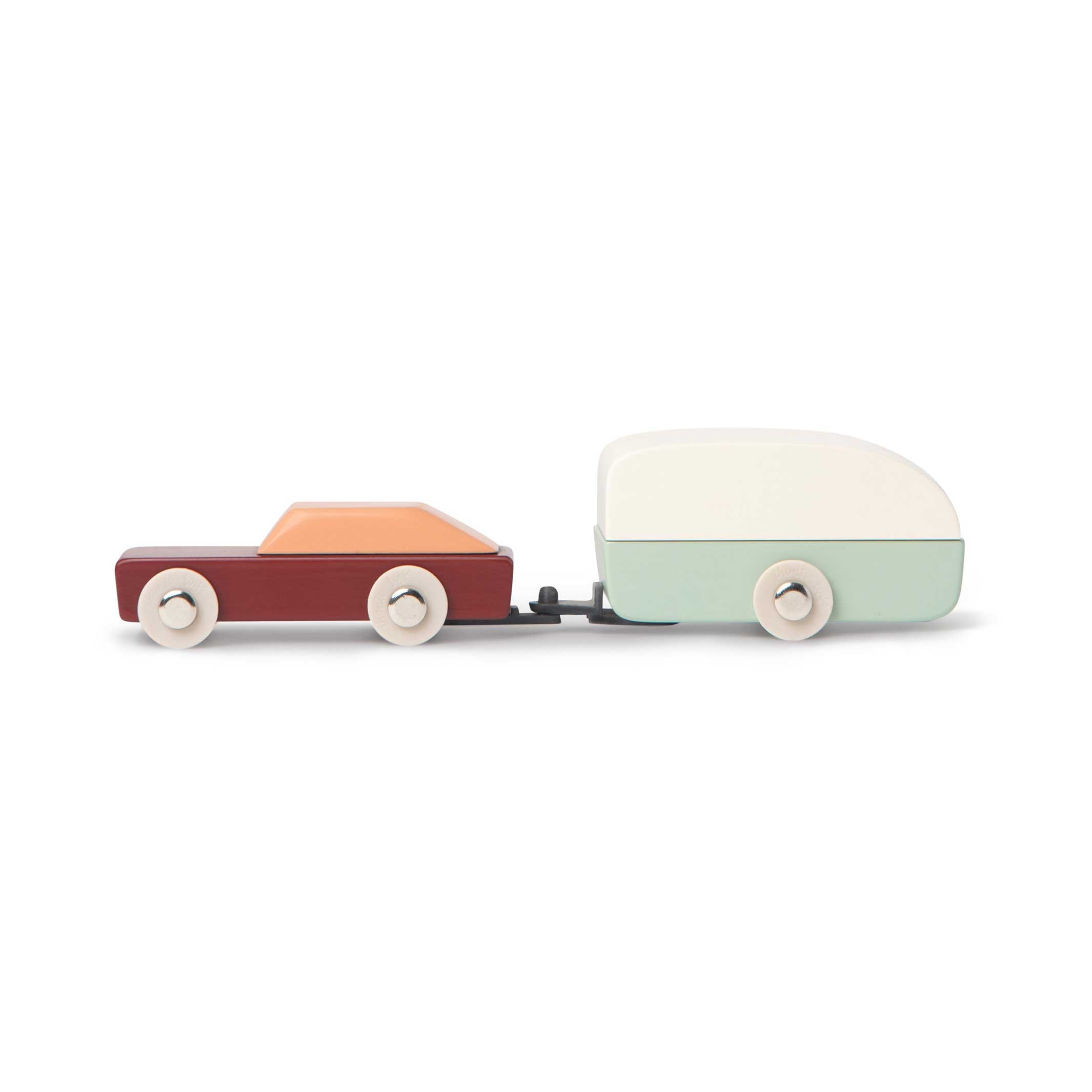 DUOTONE CAR #8 | Wooden Design TOY CAR with Caravan | Floris Hovers | Ikonic