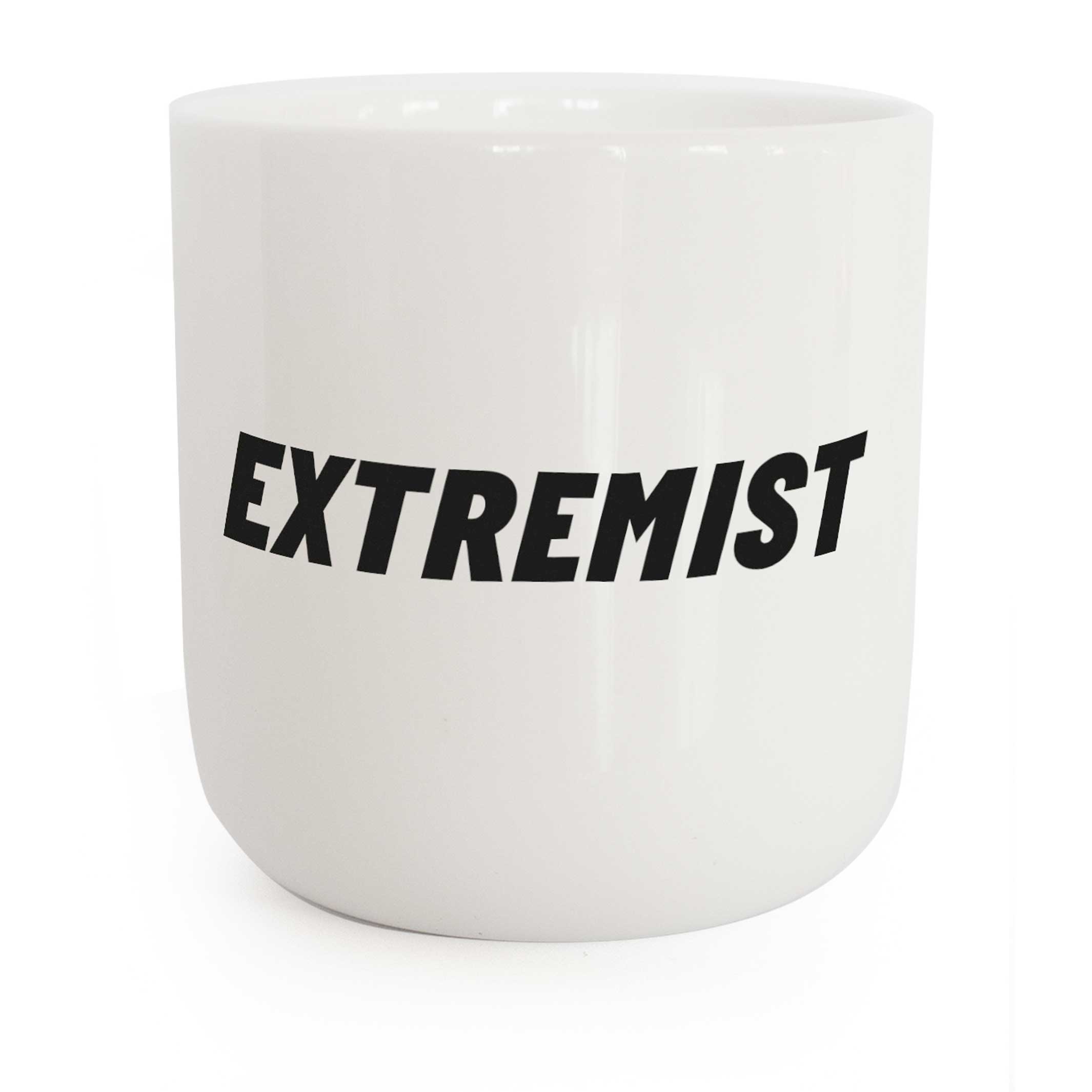 EXTREMIST | weisser Kaffee- & Tee-BECHER mit schwarzer Typo | Attitude Serie | PLTY