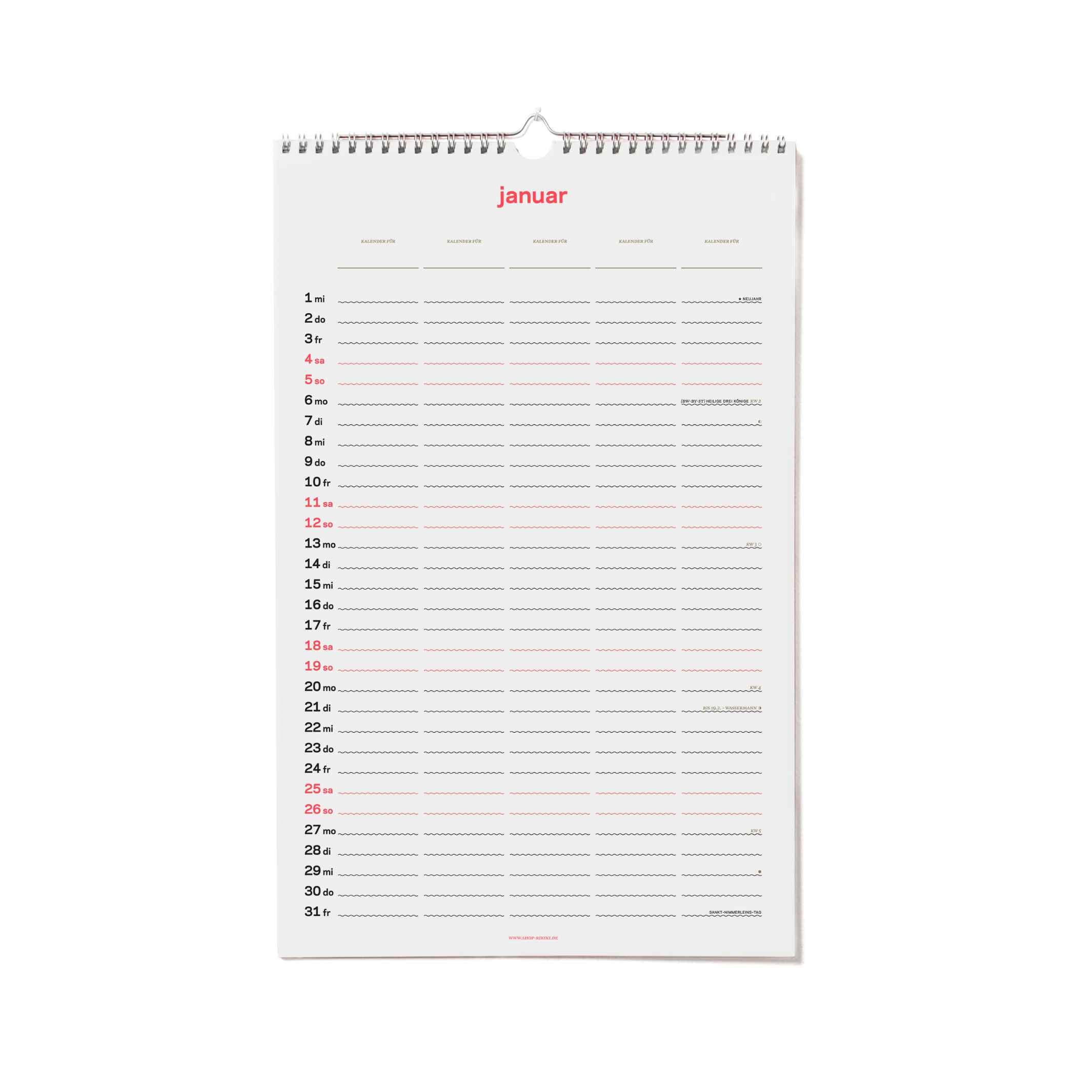 zweitausend&fünfundzwanzig - FAMILY CALENDAR & PLANNER 2025 - 27×42 cm | rikiki