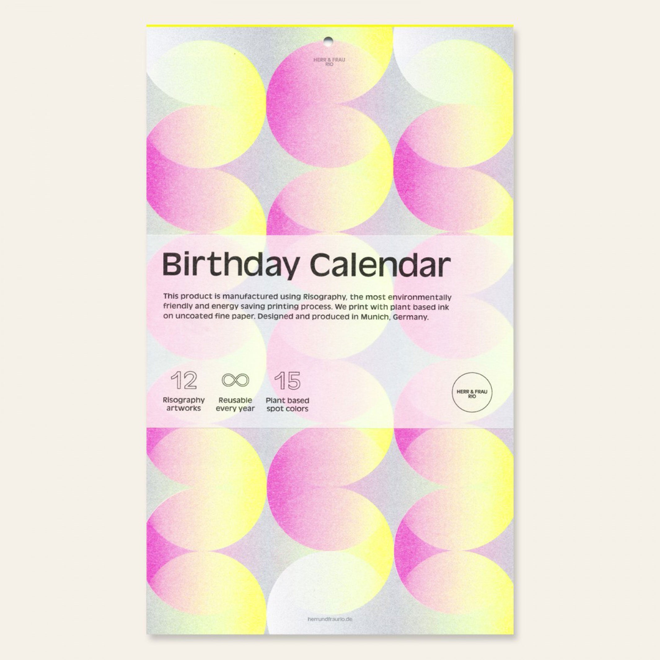 BIRTHDAY CALENDAR | GEBURTSTAGS-KALENDER | Risographiedruck | 29x17cm | Herr & Frau Rio