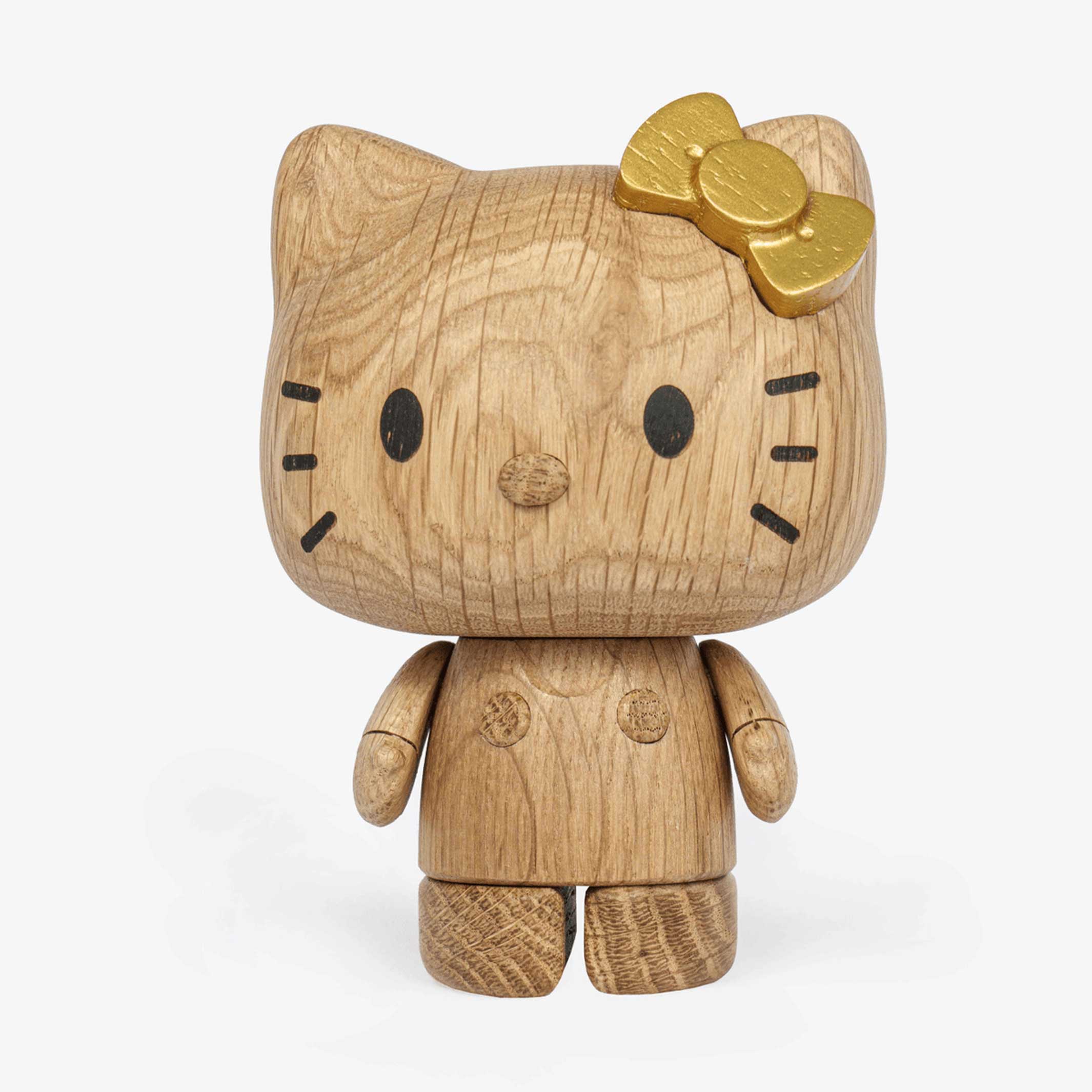 HELLO KITTY Small mit goldener Schleife - 50th Anniversary Edition - Holzfigur Eiche 14 cm hoch | boyhood