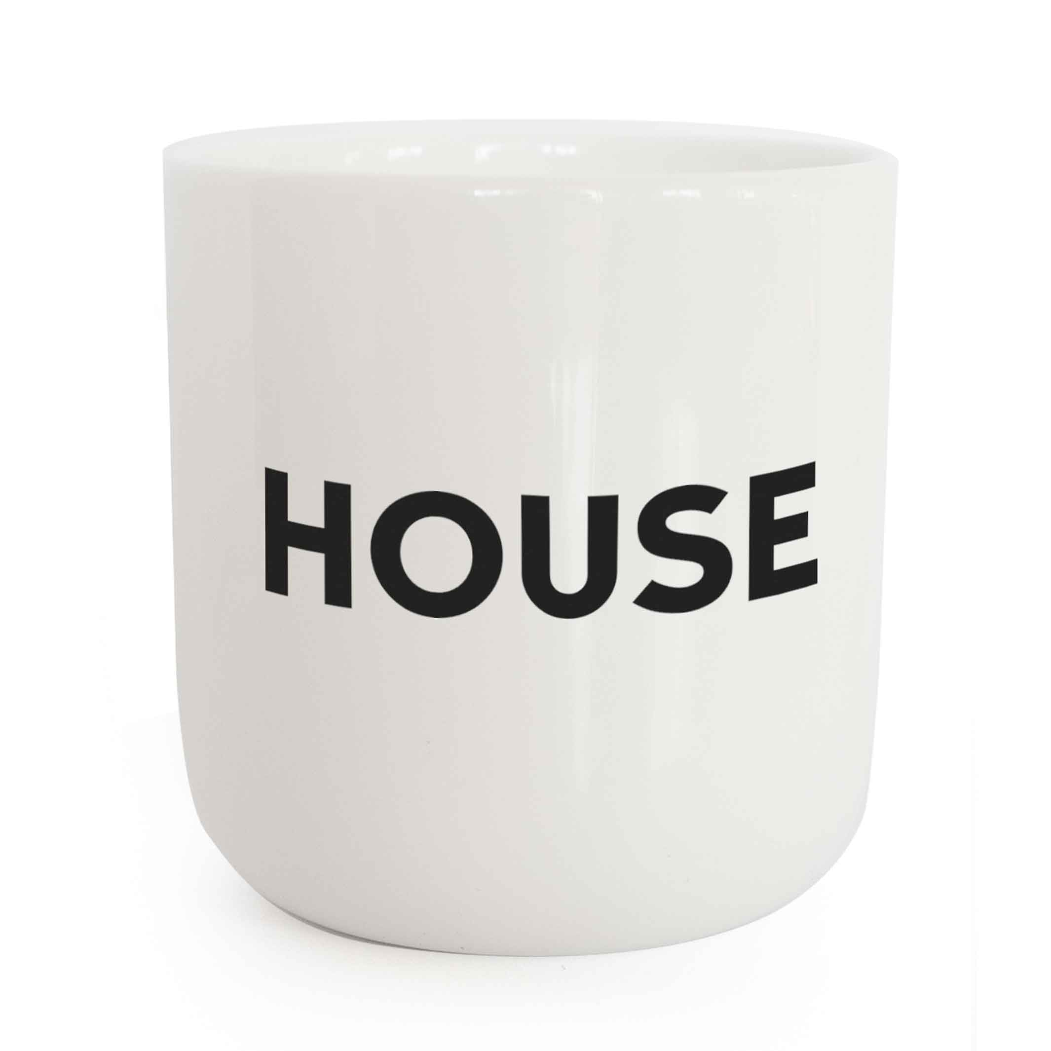HOUSE | weisser Kaffee- & Tee-BECHER mit schwarzer Typo | Beat Serie | PLTY