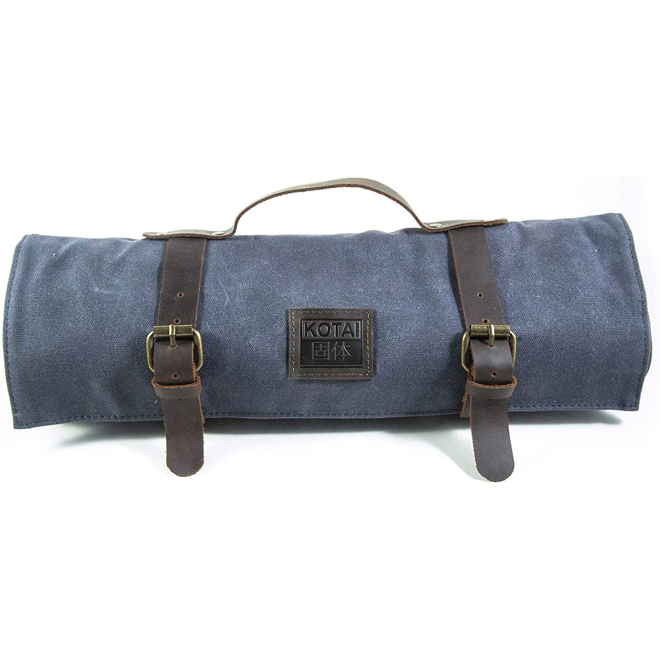 CHEF KNIFE ROLL-UP BAG | TRAVEL KNIFE BAG |  Cotton Canvas & Leather | Kotai