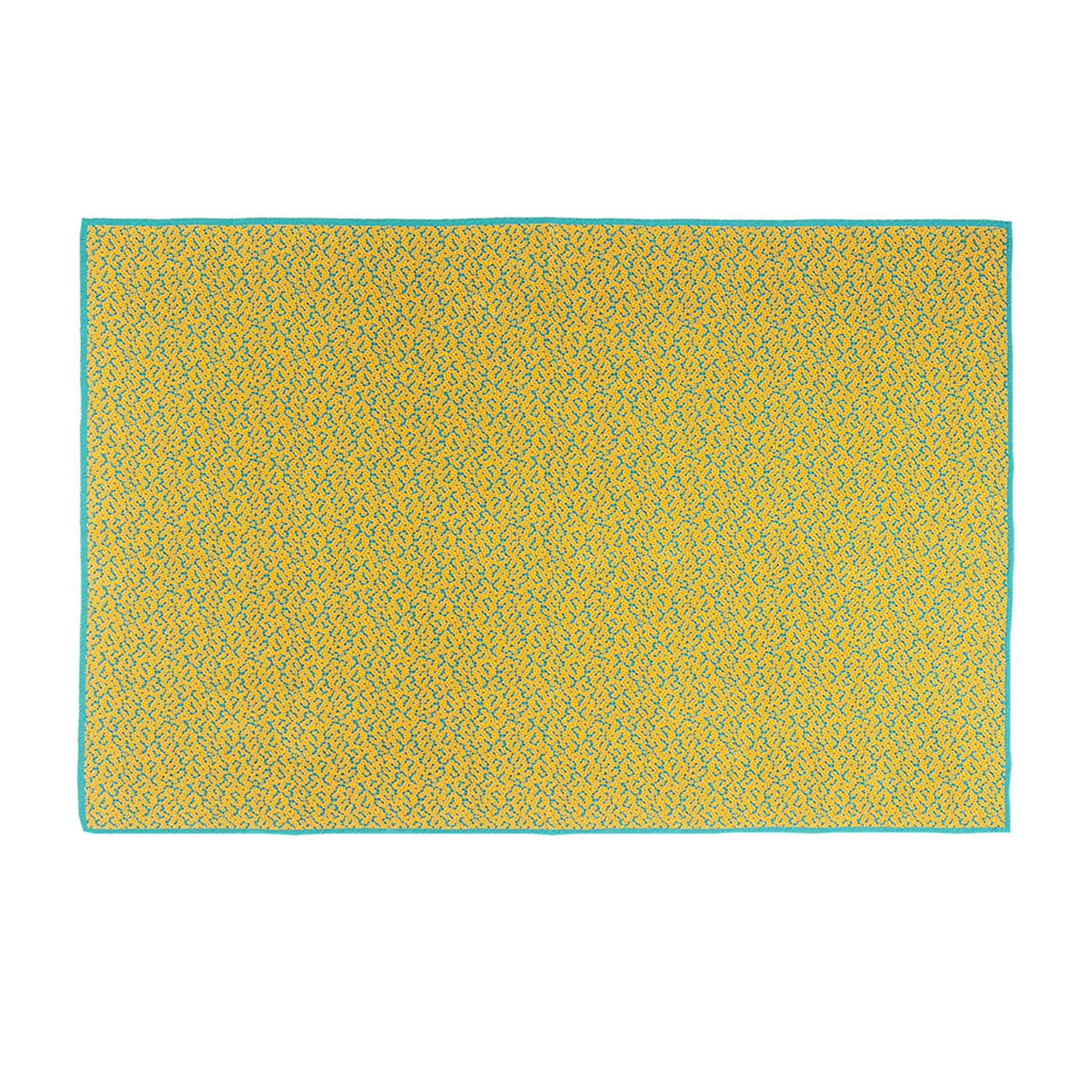 BITMAP LABYRINTH Golden Ochre | ockerfarbige TAGESDECKE | 180x140 cm | 90% Baumwolle | Cristian Zuzunaga