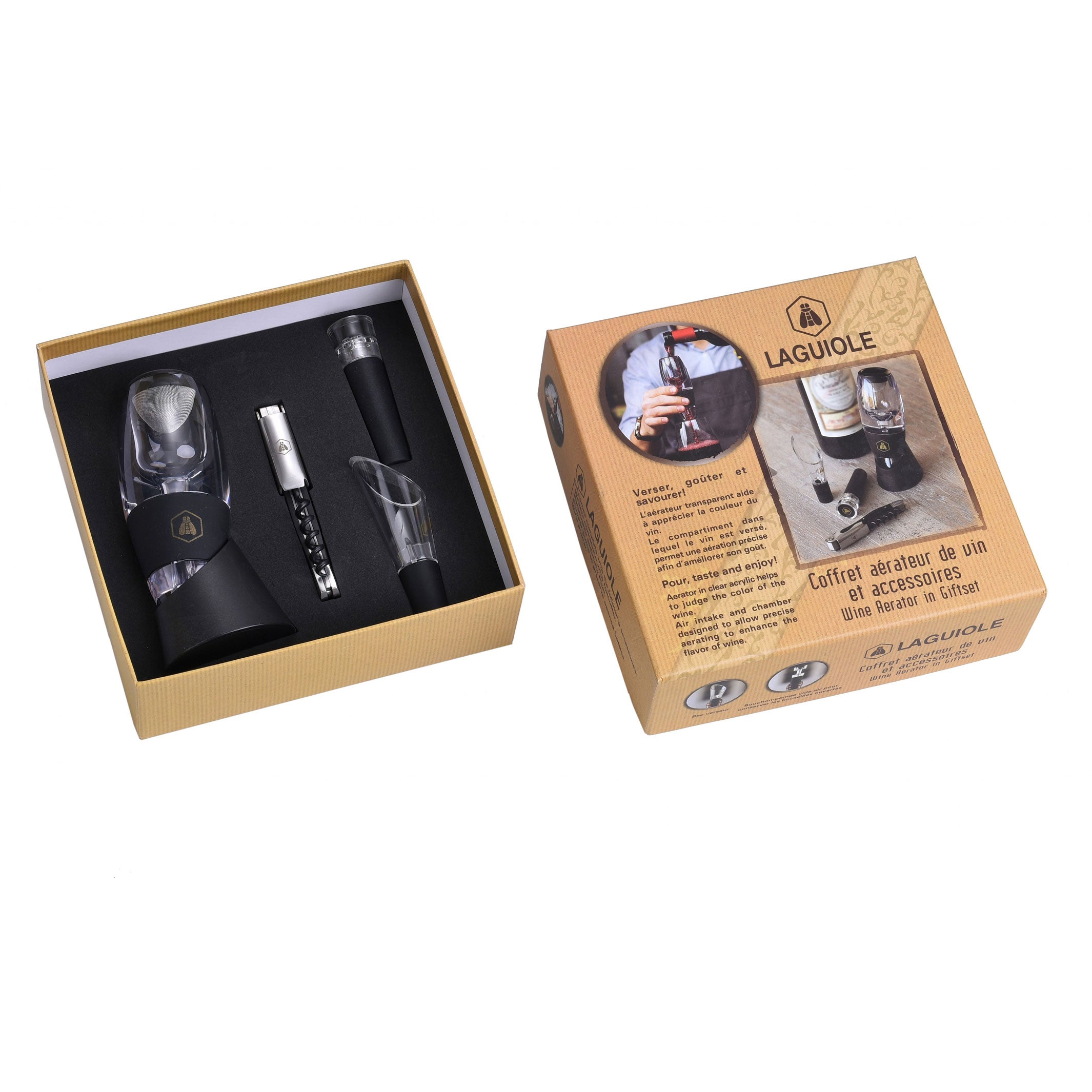 Service à vin avec aérateur - Ensemble de 4 pièces | Laguiole