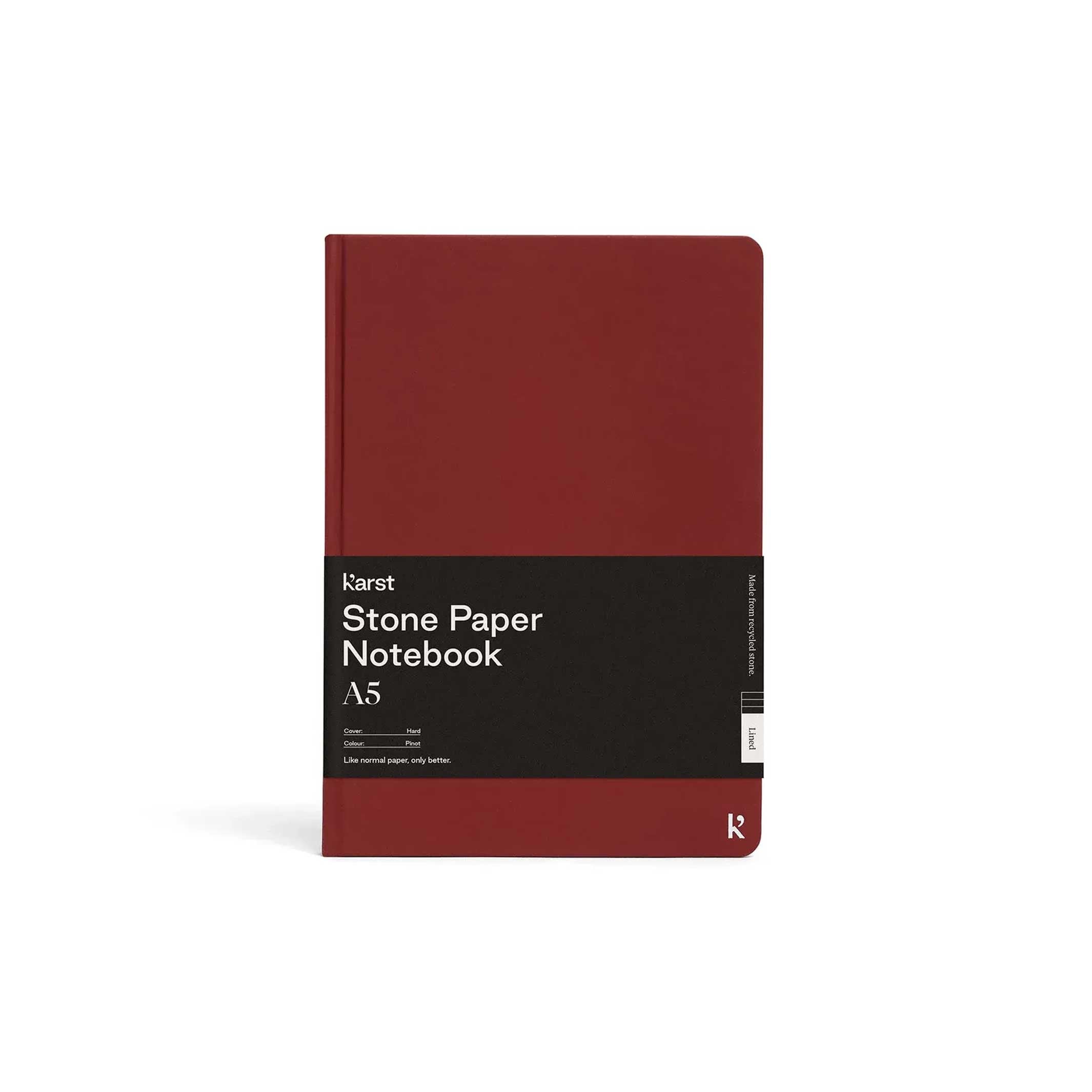 Hardcover NOTEBOOK A5 | Pinot-rotes NOTIZBUCH | Karst Stone Paper