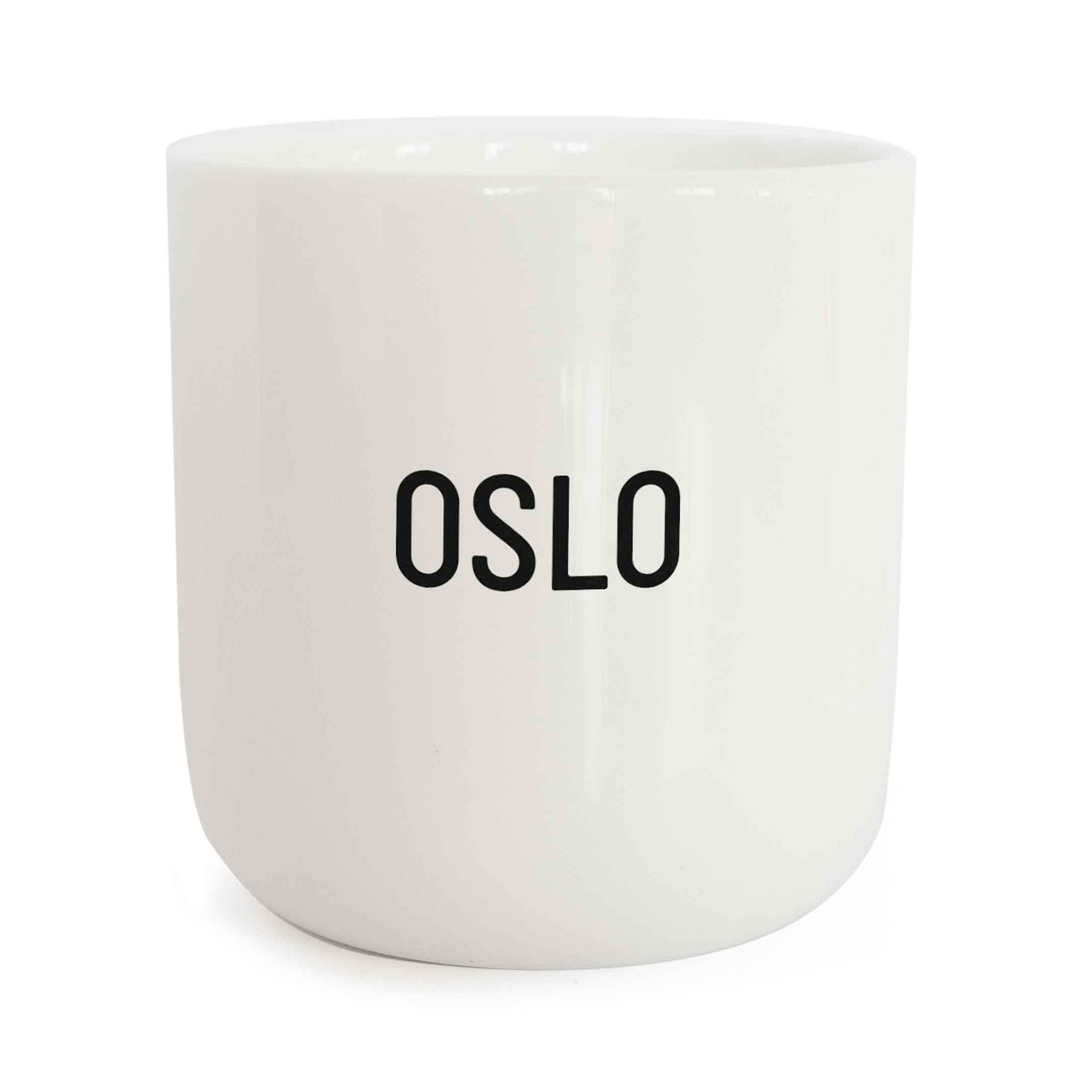 OSLO | weisser Kaffee- & Tee-BECHER mit schwarzer Typo | City Collection | PLTY