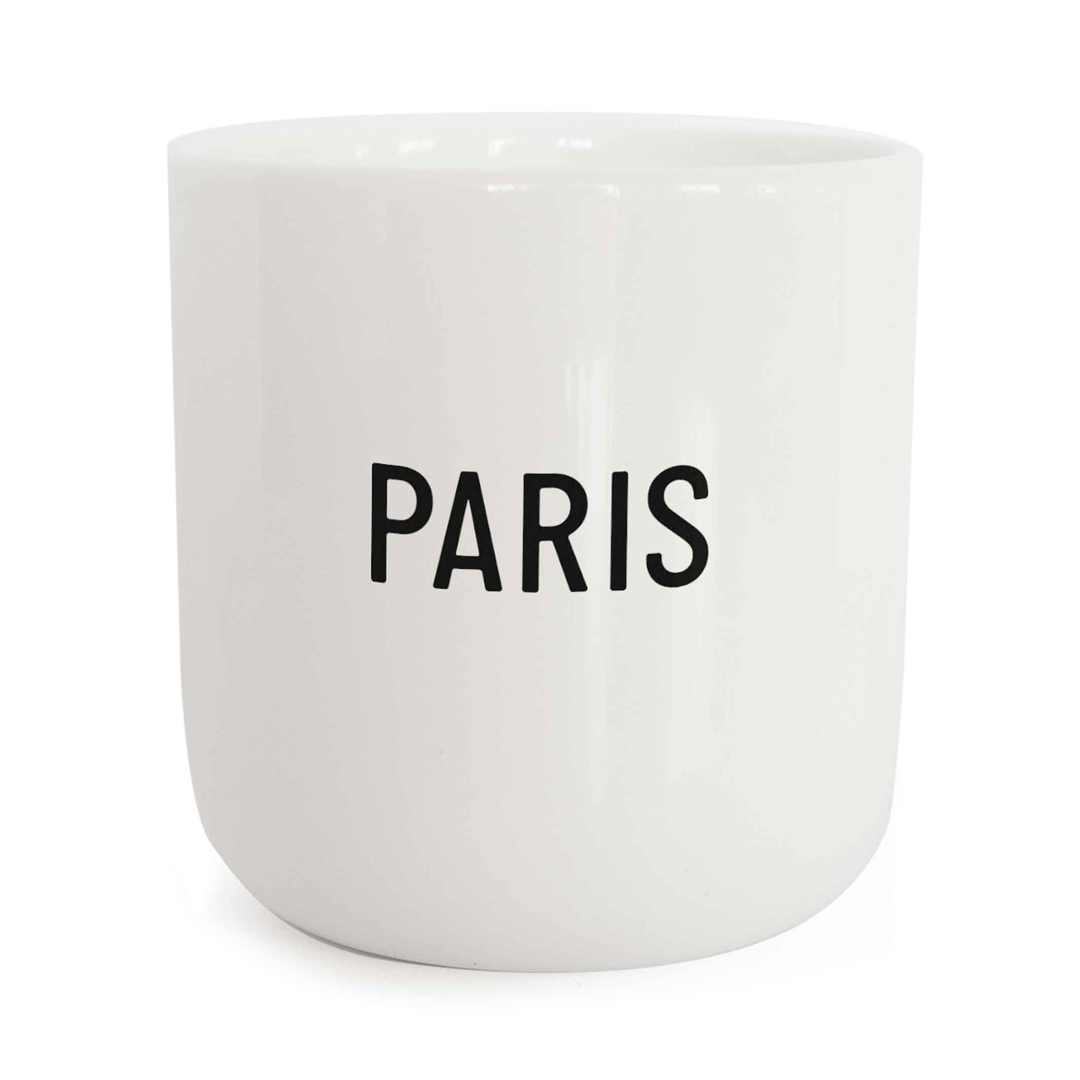 PARIS | weisser Kaffee- & Tee-BECHER mit schwarzer Typo | City Collection | PLTY