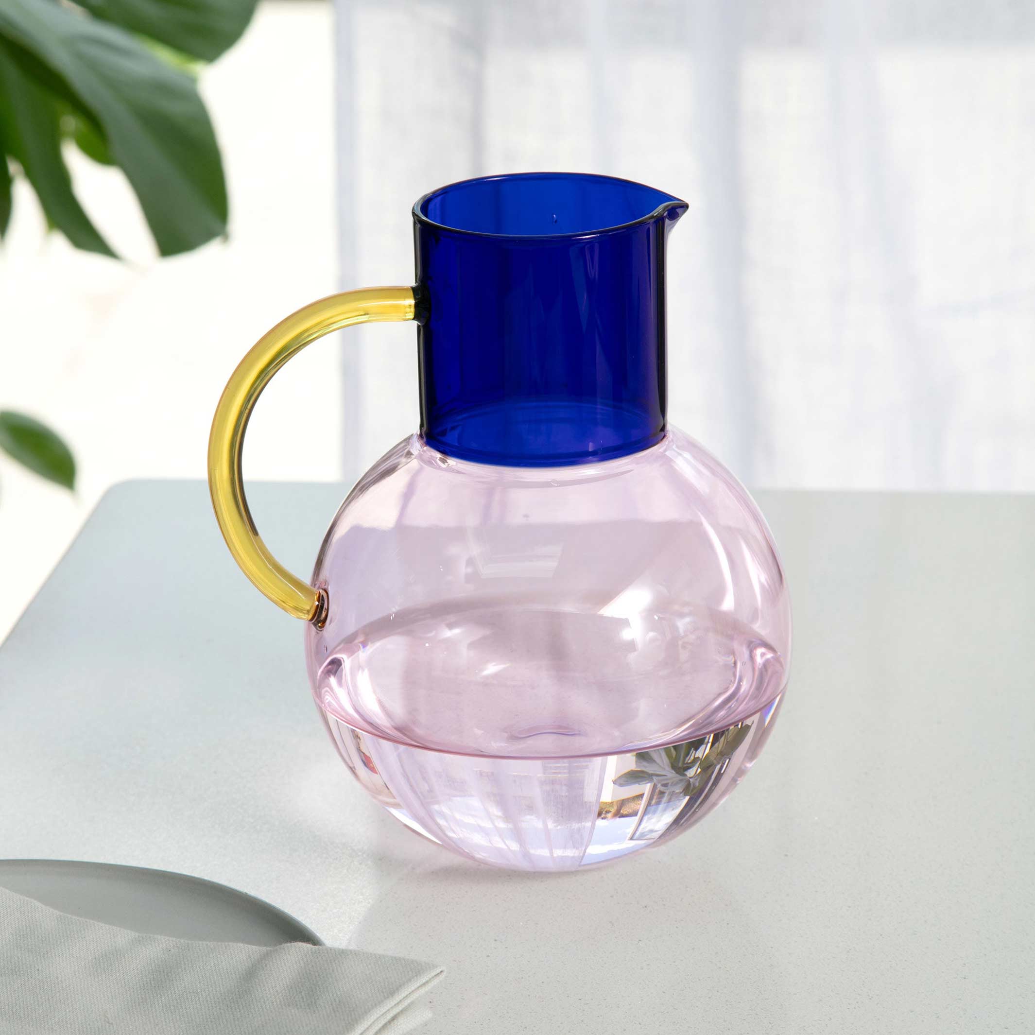 PABLO GLASS JUG - Pink & Cobalt Carafe & Vase | Block Design