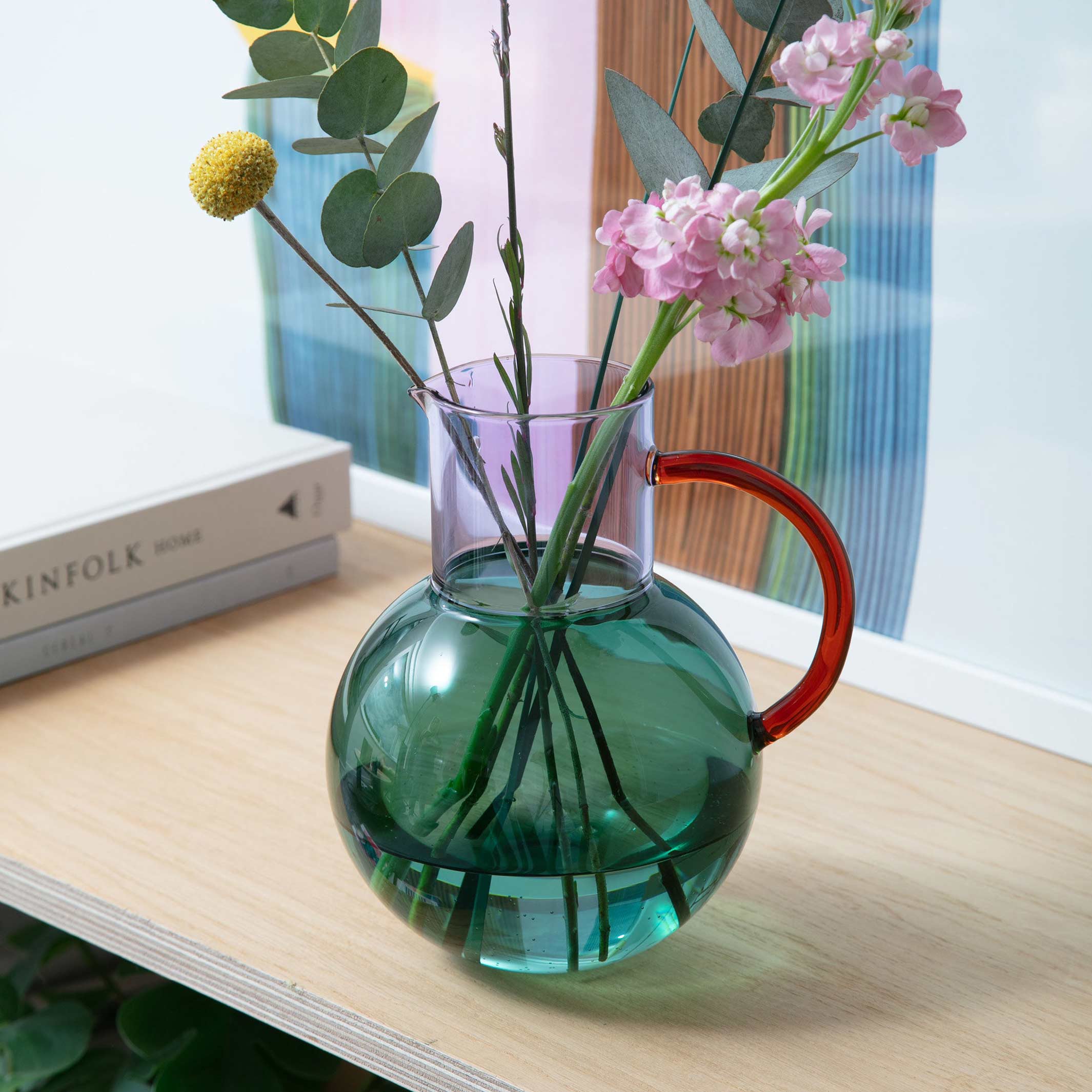 PABLO GLASS JUG - Teal & Lilac Carafe & Vase  | Block Design
