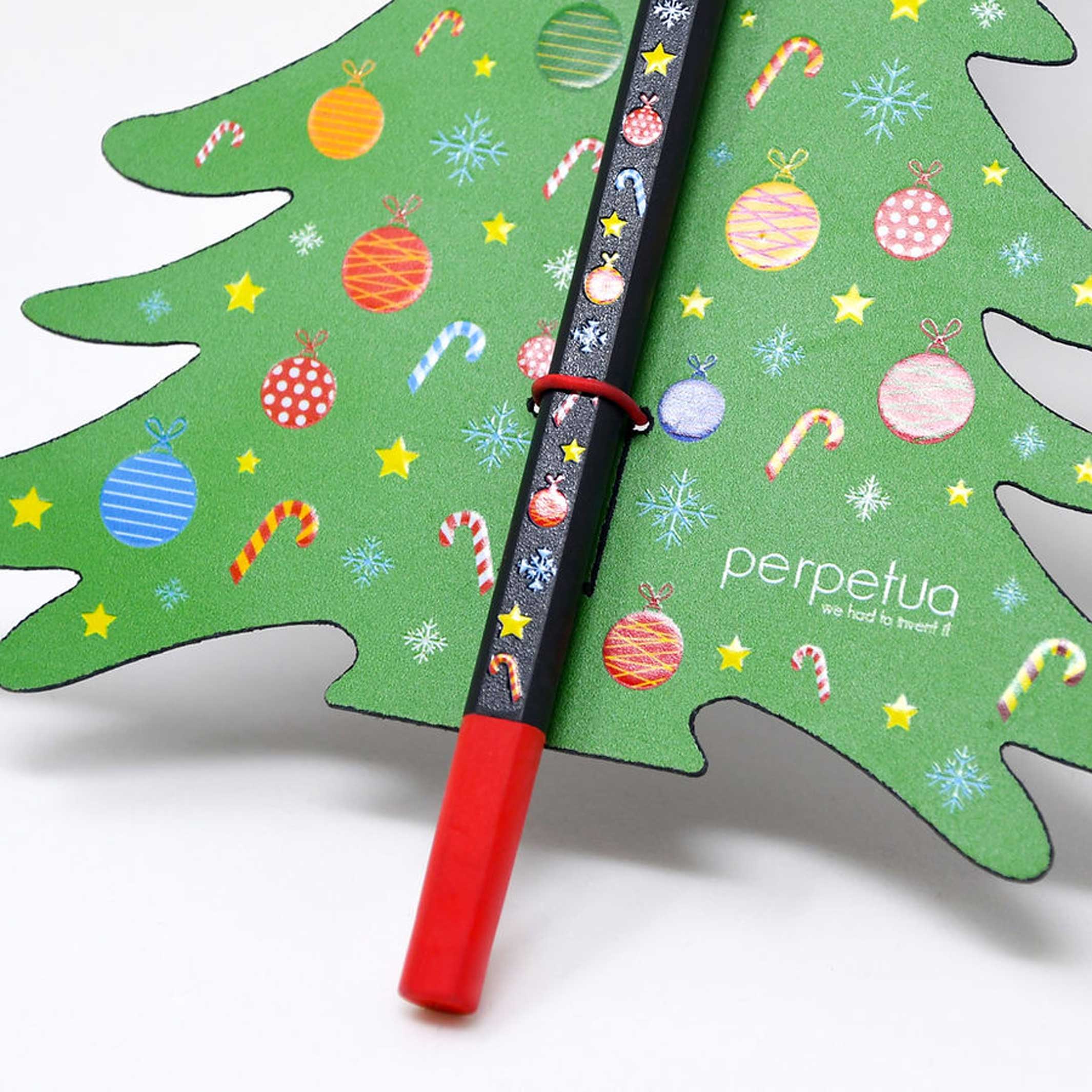 CHRISTMAS TREE PENCIL - Schwarzer Bleistift aus recyceltem Graphit mit Weihnachts-Icon-Druck | perpetua