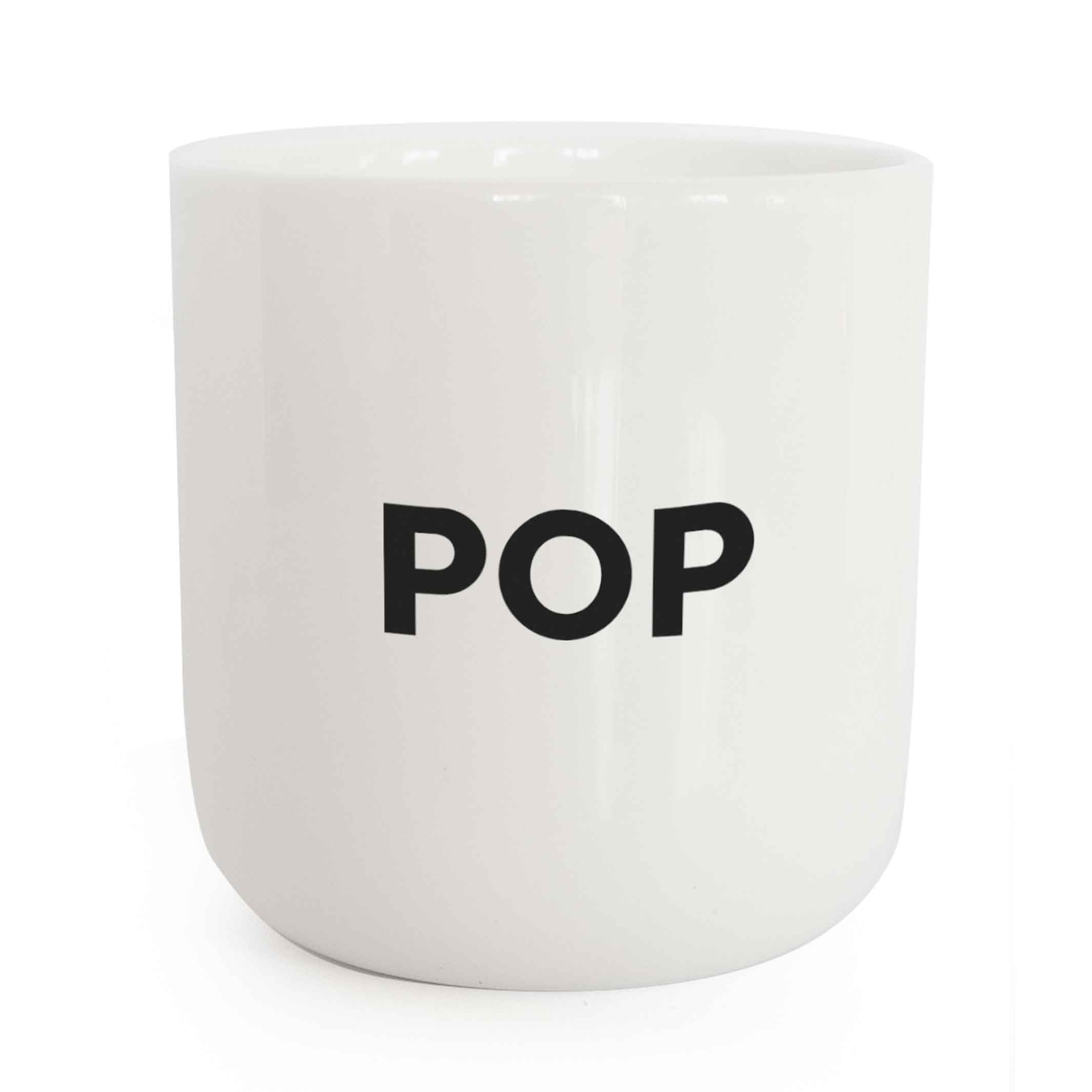 POP | weisser Kaffee- & Tee-BECHER mit schwarzer Typo | Beat Serie | PLTY