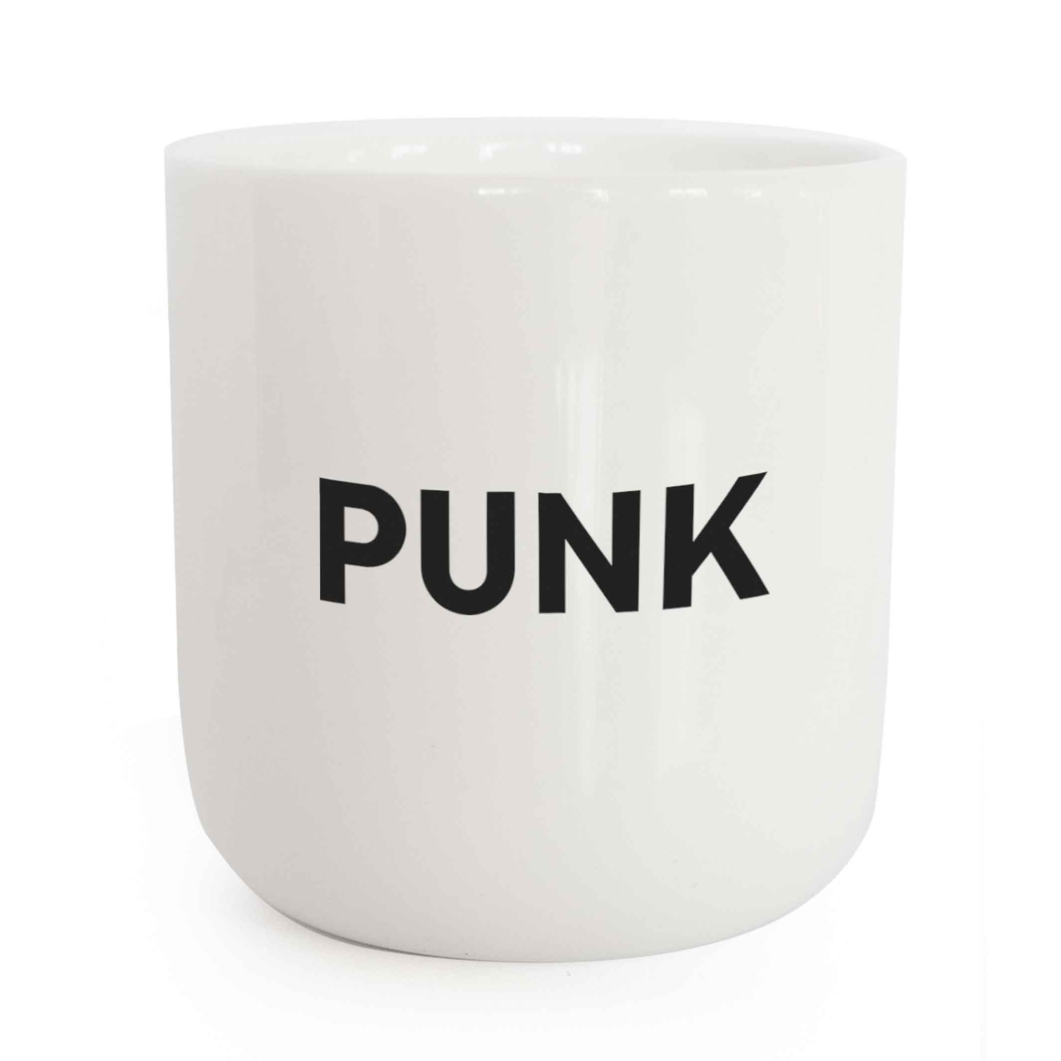 PUNK | white coffee & tea MUG with black typo | Beat Collection | PLTY