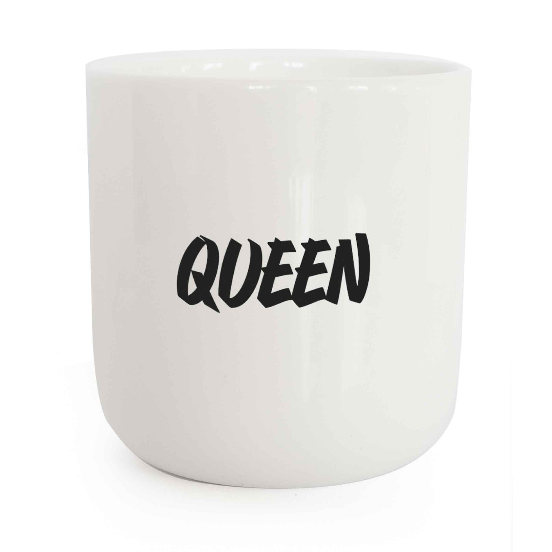 QUEEN | white coffee & tea MUG with black typo | Misfits Collection | PLTY