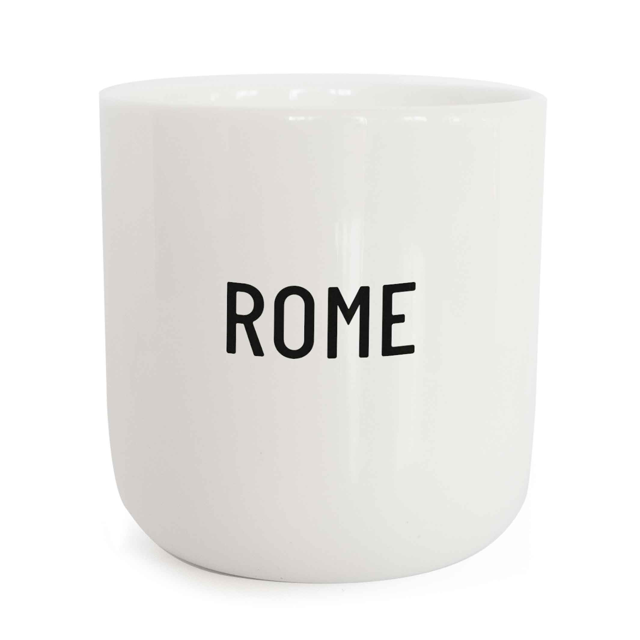 ROME | weisser Kaffee- & Tee-BECHER mit schwarzer Typo | City Collection | PLTY
