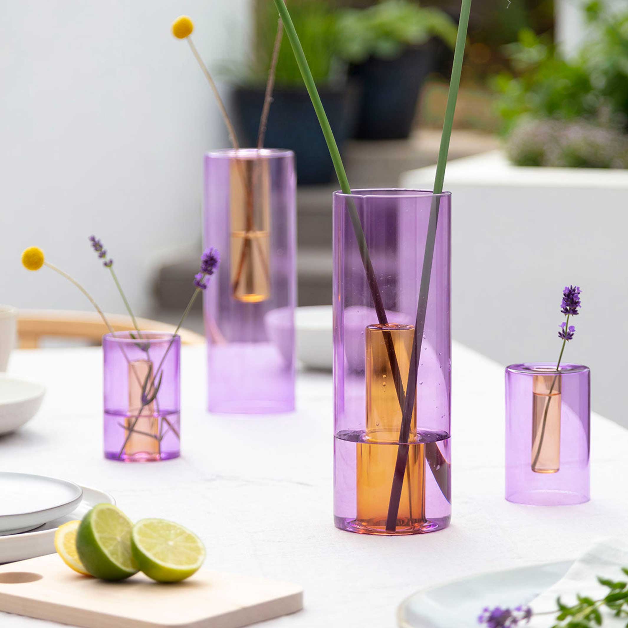 REVERSIBLE GLASS VASE - Glas-VASE - Flieder & Pfirsich | Block Design