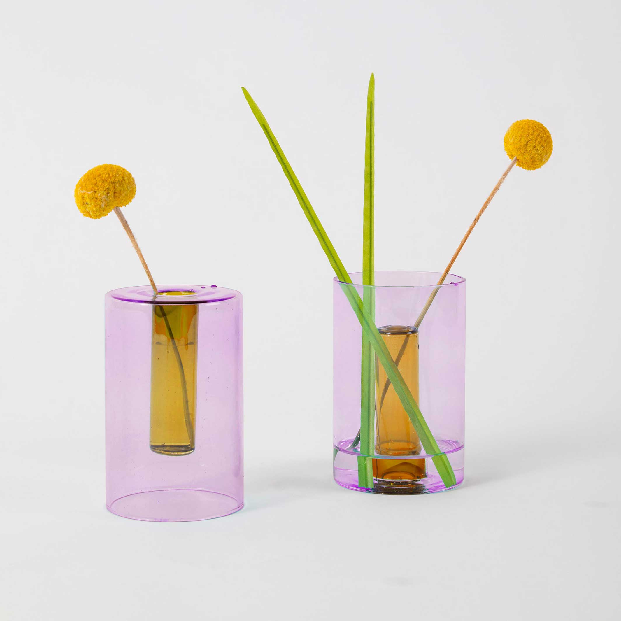 REVERSIBLE GLASS VASE - Glas-VASE - Flieder & Pfirsich | Block Design