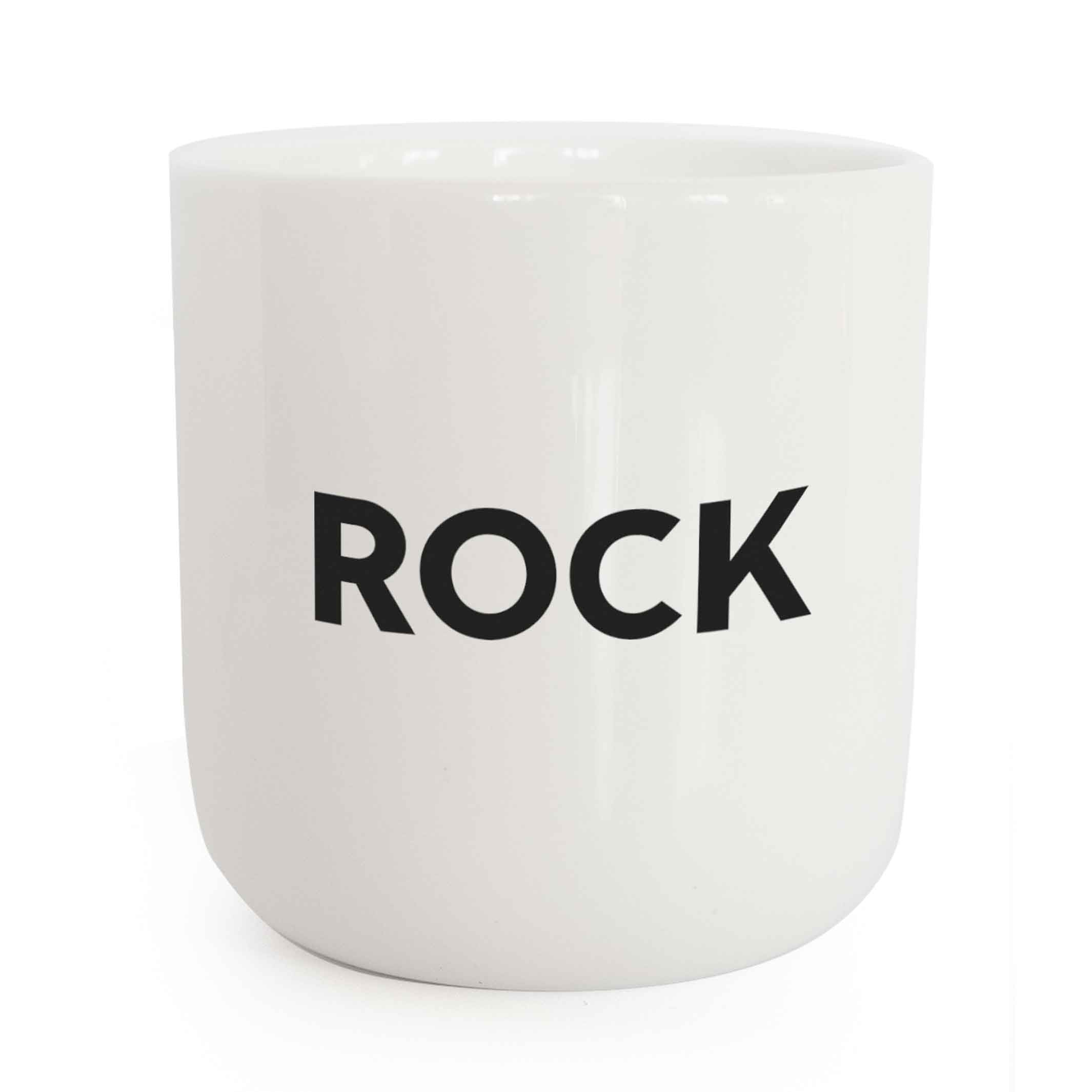ROCK | weisser Kaffee- & Tee-BECHER mit schwarzer Typo | Beat Serie | PLTY