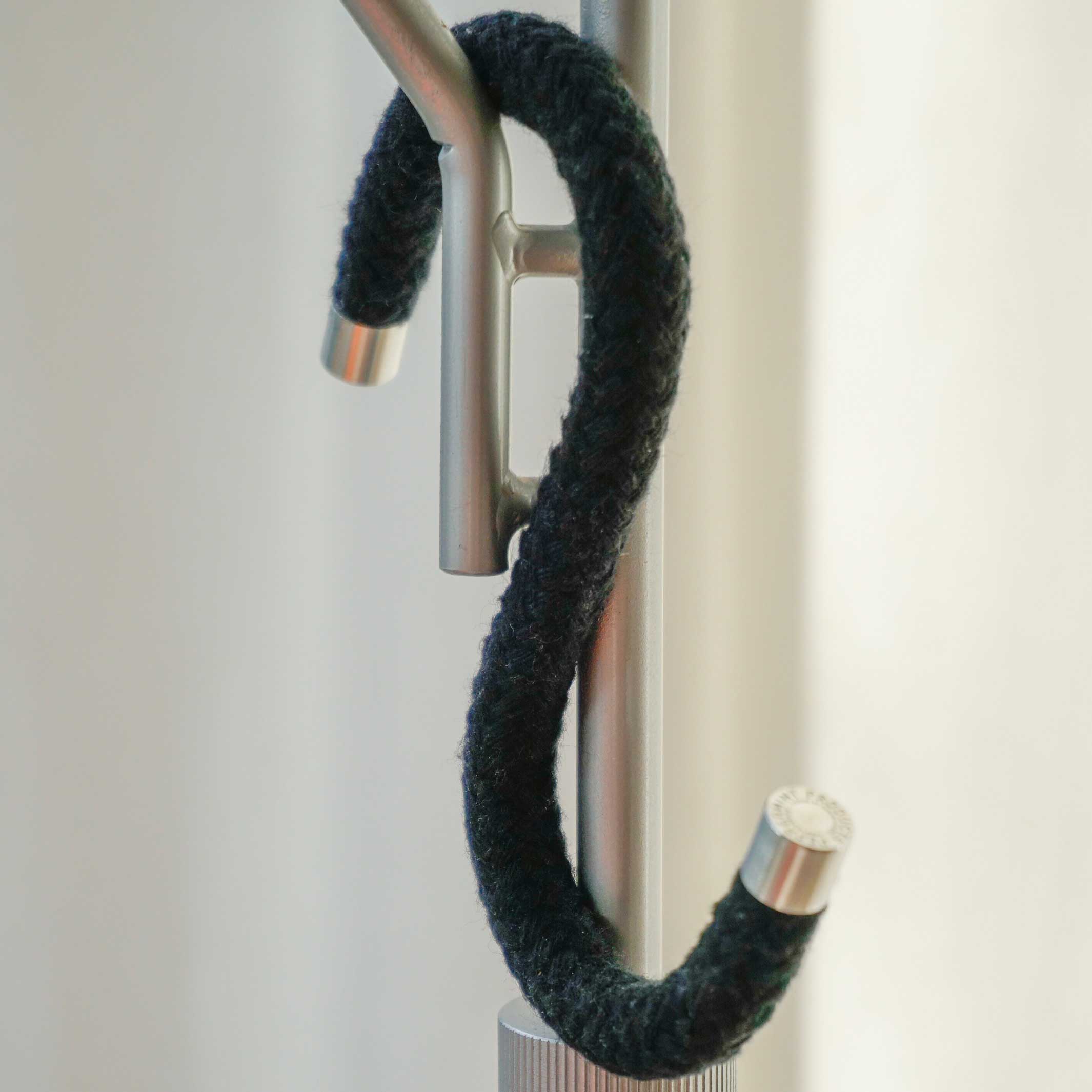 CROCHET DE CORDE Coton | CROCHETS S-CLOTHES en textile noir en corde de coton | Ensemble de 5 | Produits à la menthe poivrée