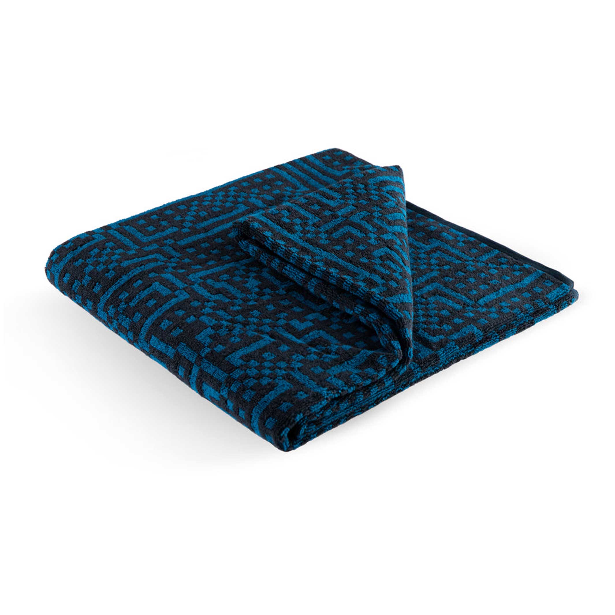 ROUTE - Dark Blue Bath Towel - Bitmap Collection - 100x150 cm | Cristian Zuzunaga